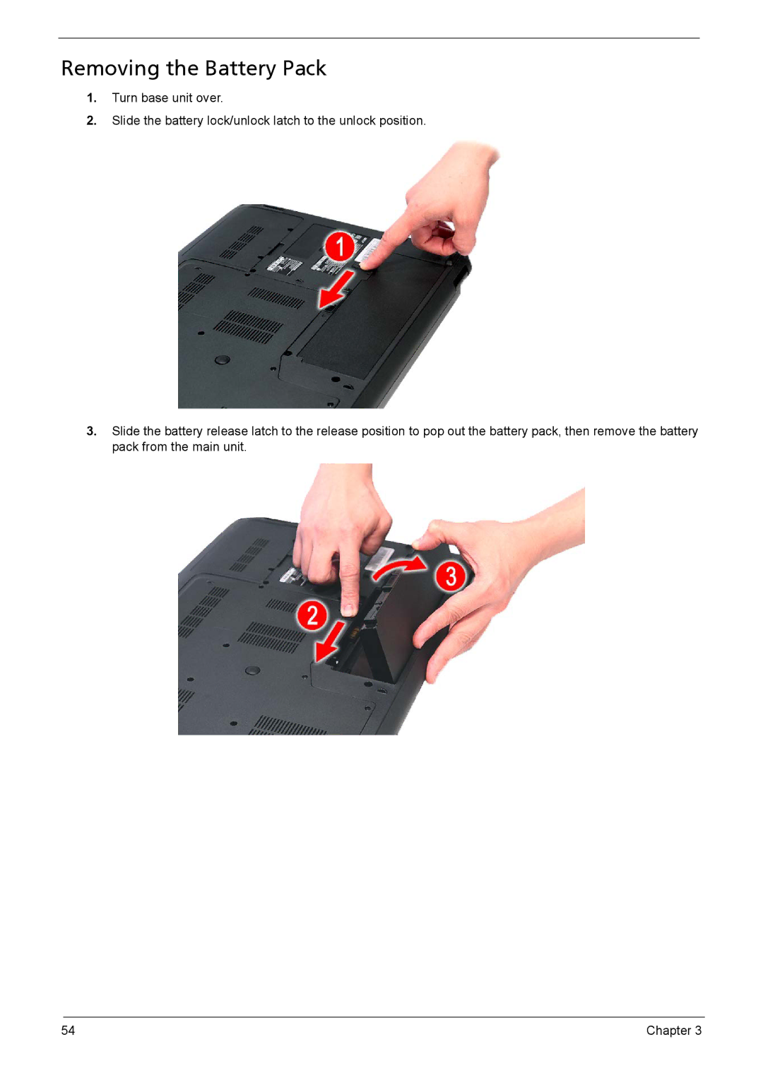 Aspire Digital 8735G, 8735ZG manual Removing the Battery Pack 