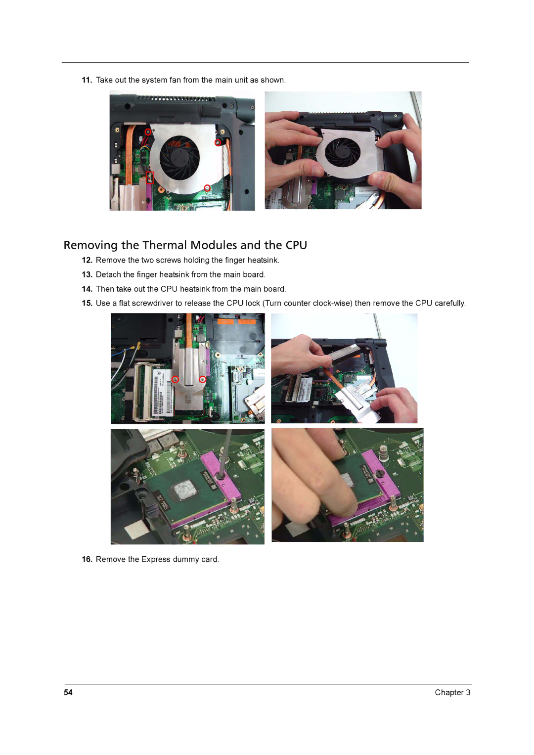 Aspire Digital 8930 manual Removing the Thermal Modules and the CPU 