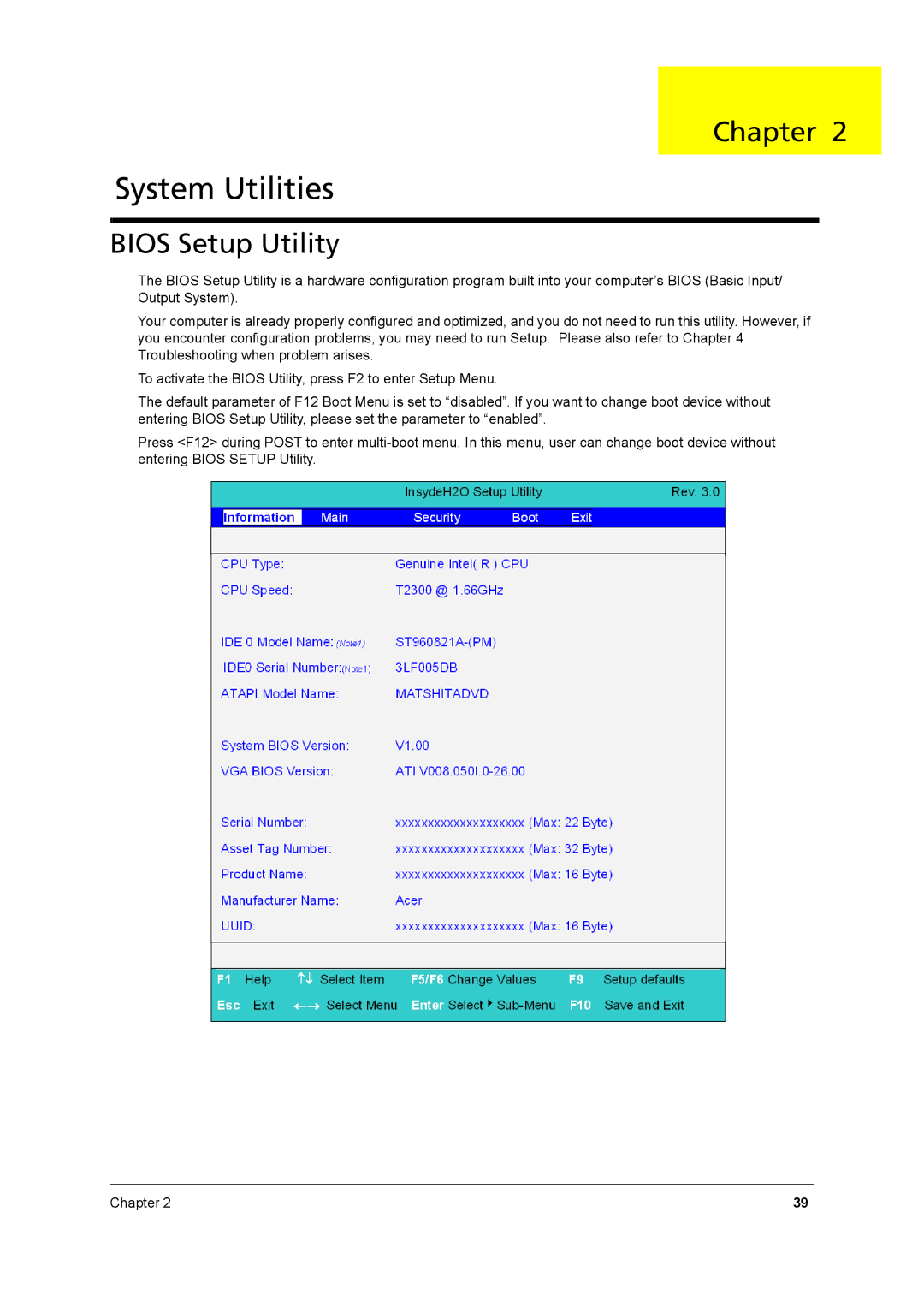 Aspire Digital 8930Q manual System Utilities, Bios Setup Utility 