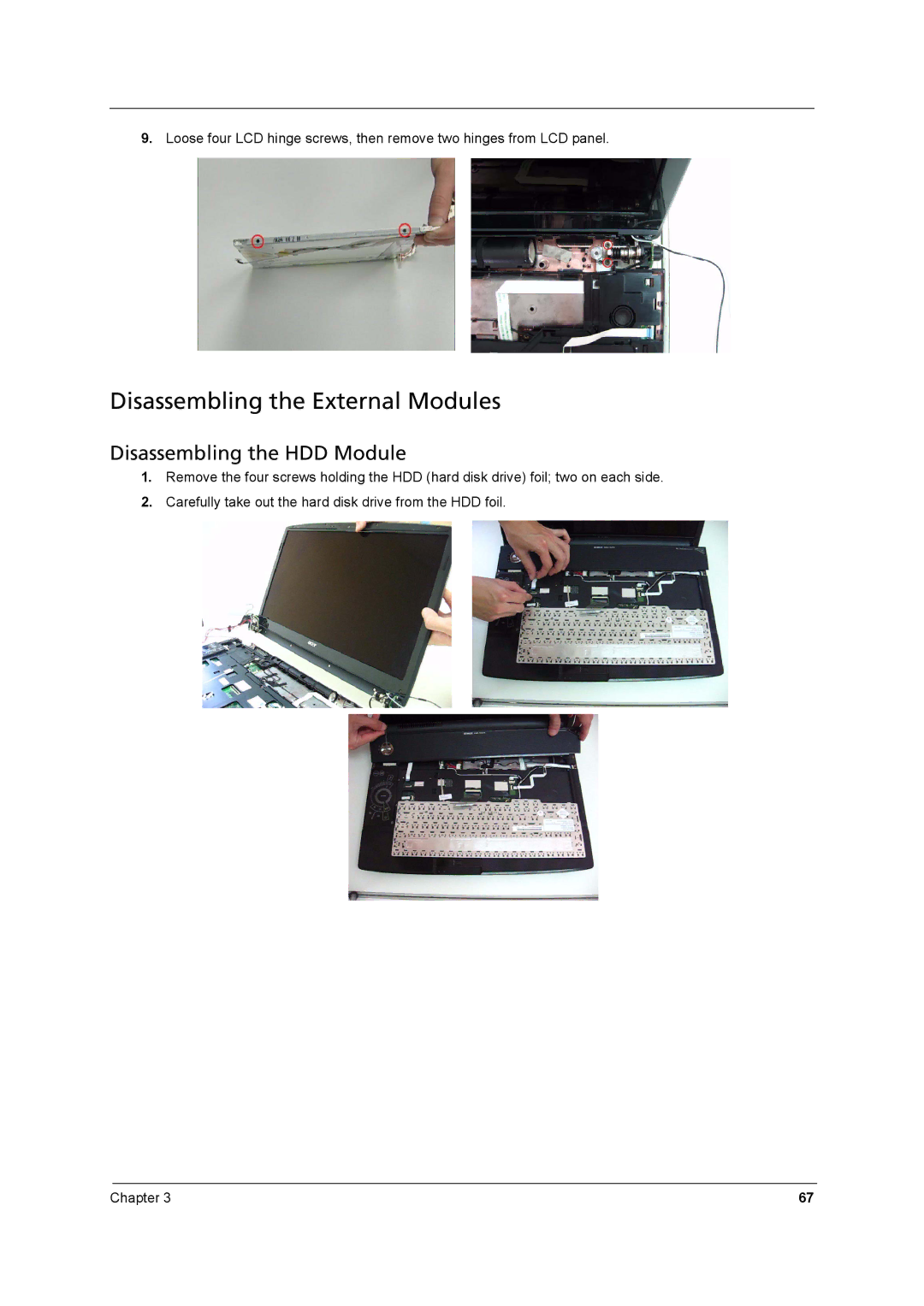 Aspire Digital 8930Q manual Disassembling the External Modules, Disassembling the HDD Module 