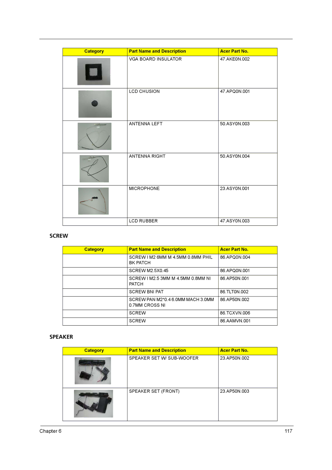 Aspire Digital 8930Q manual Screw 