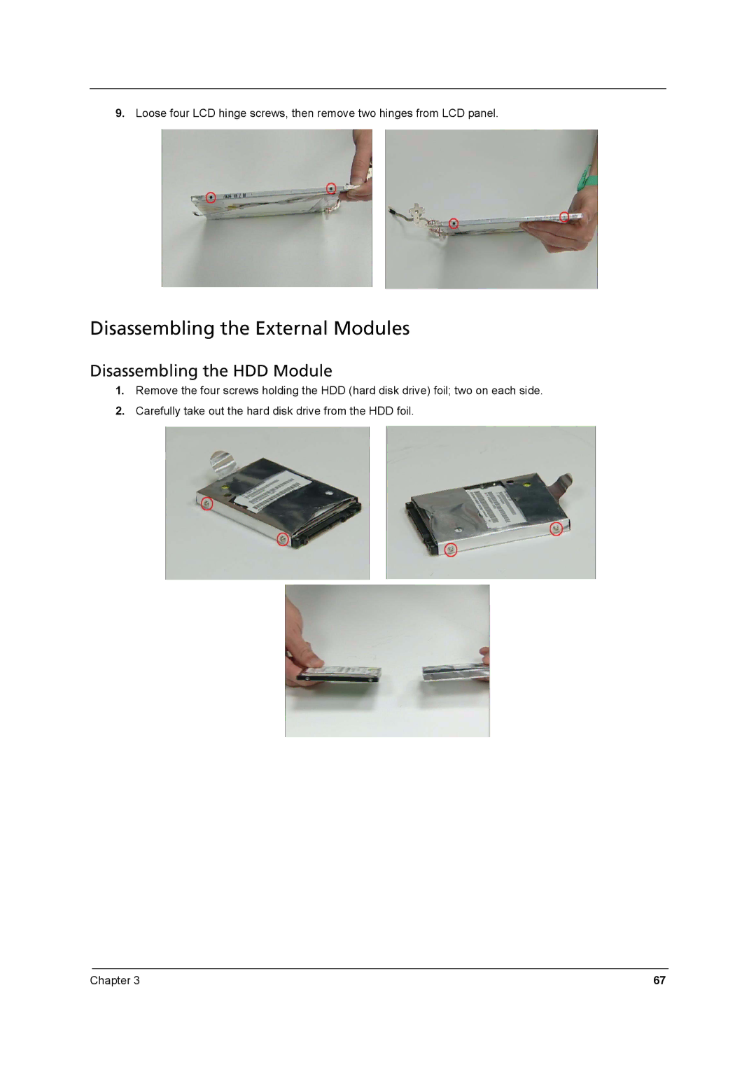 Aspire Digital 8930Q manual Disassembling the External Modules, Disassembling the HDD Module 