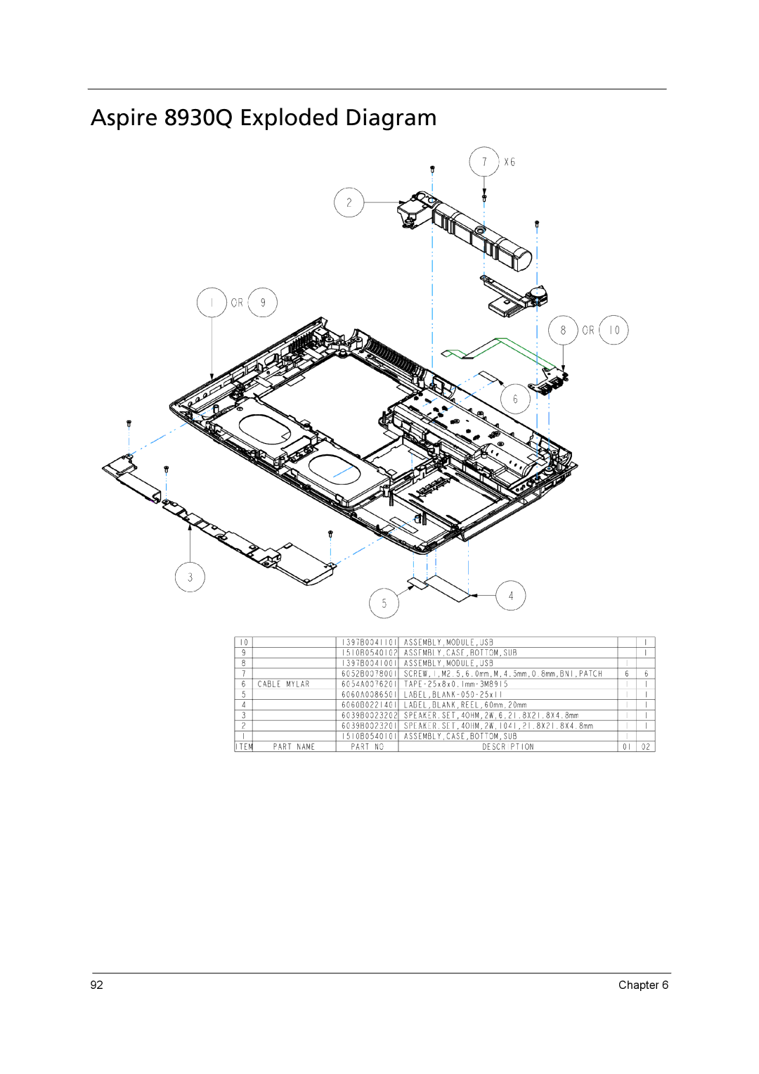 Aspire Digital manual Aspire 8930Q Exploded Diagram 