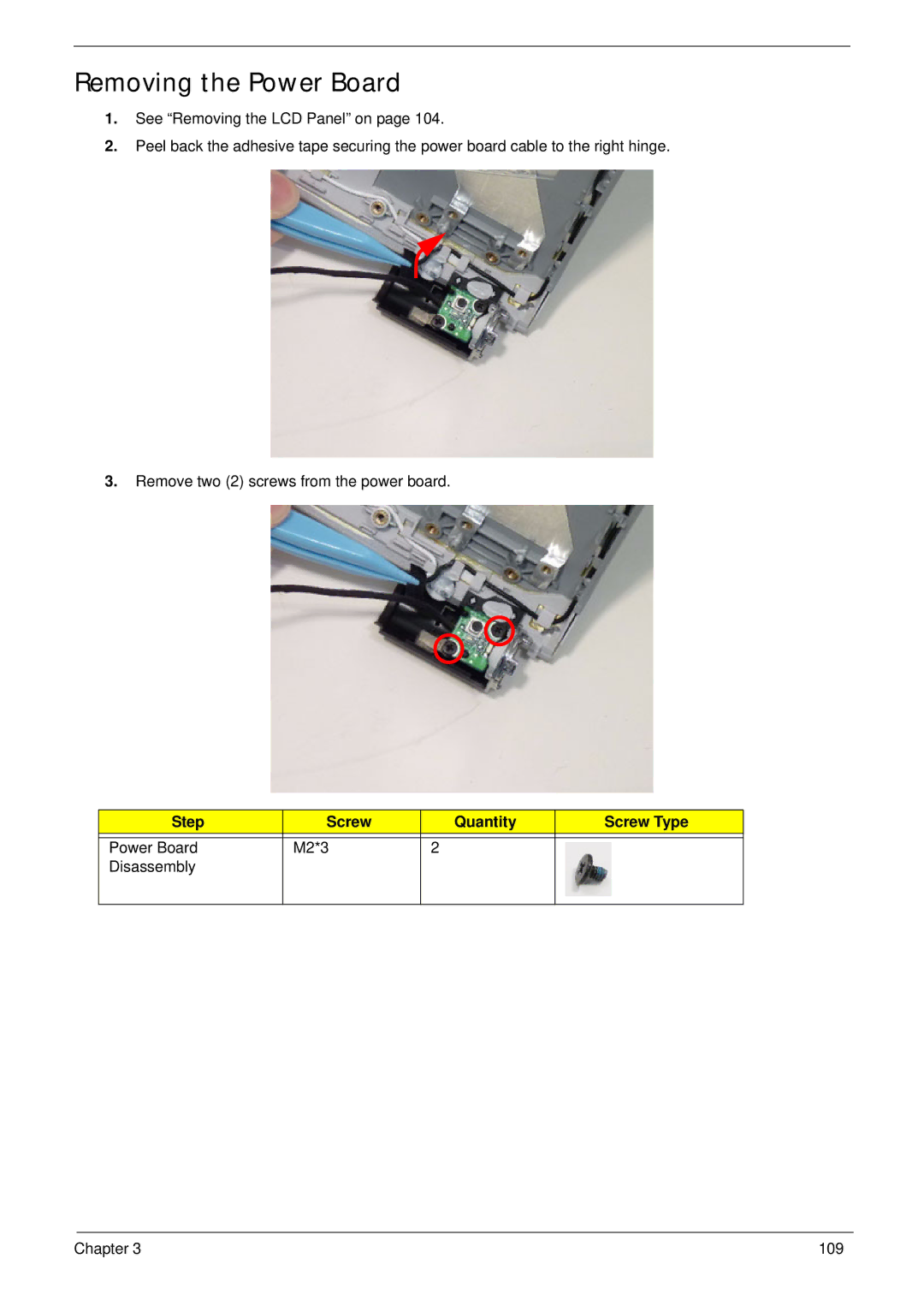 Aspire Digital 8943G manual Removing the Power Board 