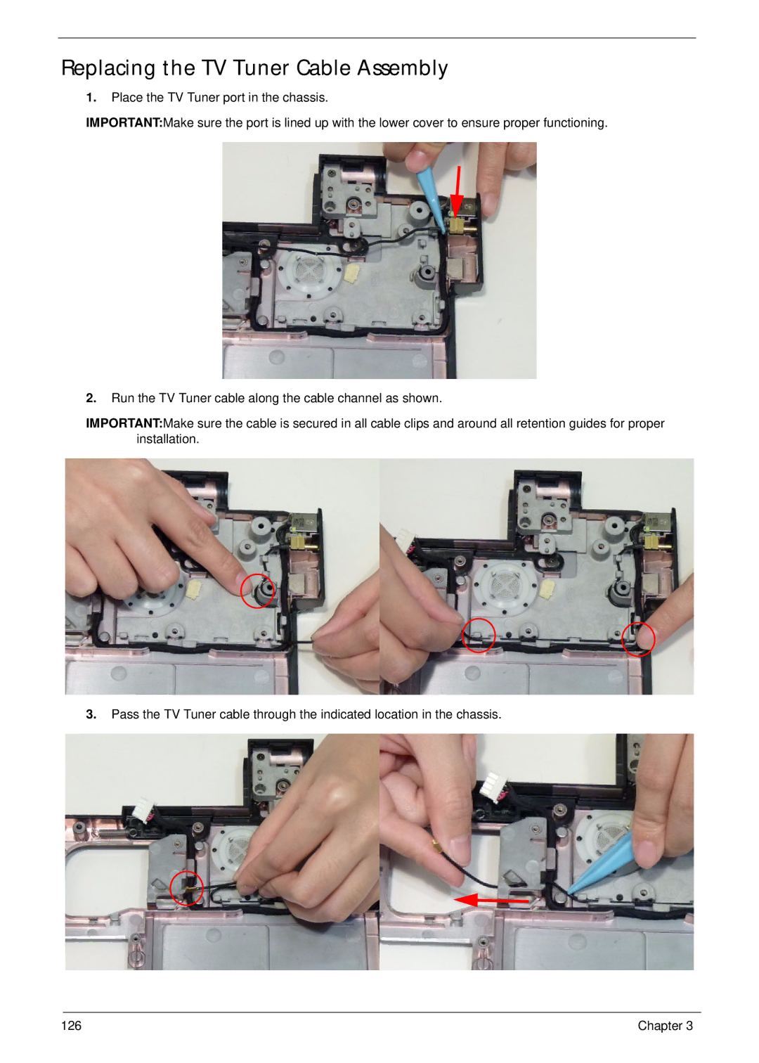 Aspire Digital 8943G manual Replacing the TV Tuner Cable Assembly 