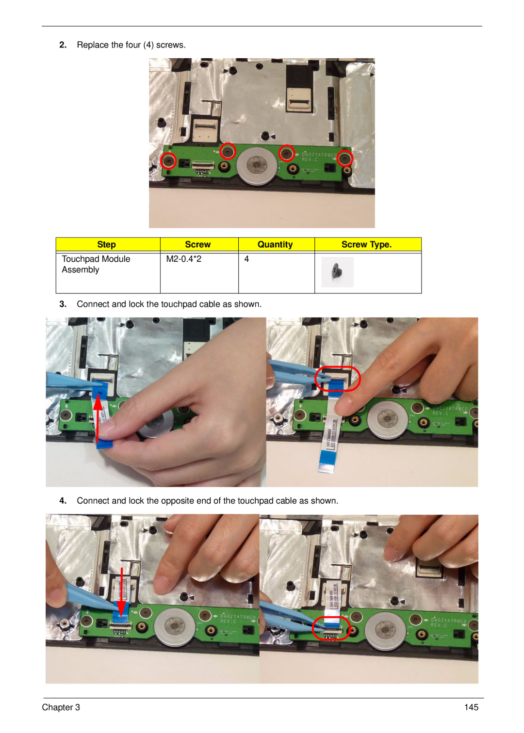 Aspire Digital 8943G manual Replace the four 4 screws 