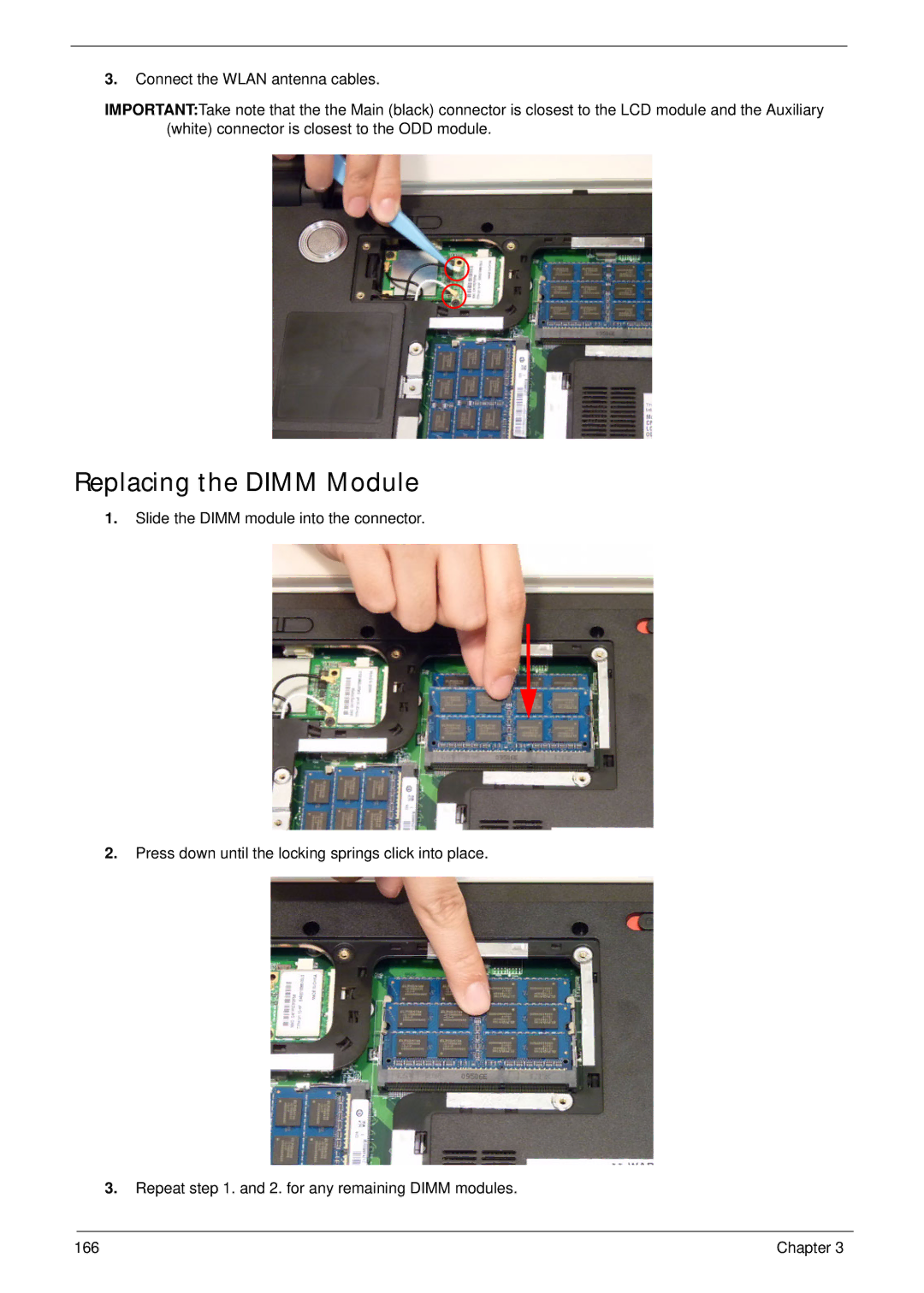 Aspire Digital 8943G manual Replacing the Dimm Module 