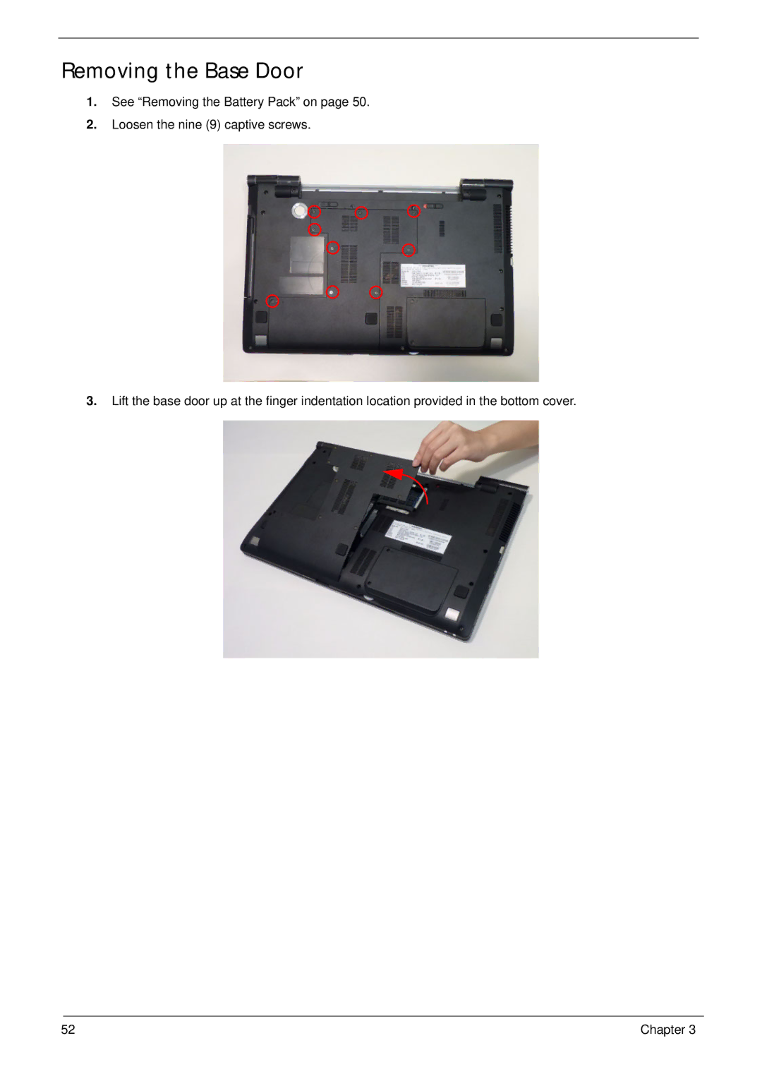 Aspire Digital 8943G manual Removing the Base Door 