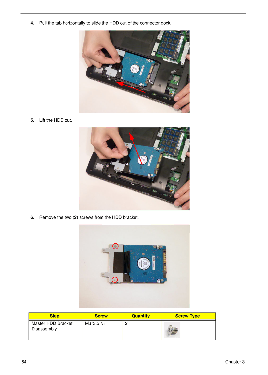 Aspire Digital 8943G manual Master HDD Bracket M3*3.5 Ni Disassembly 