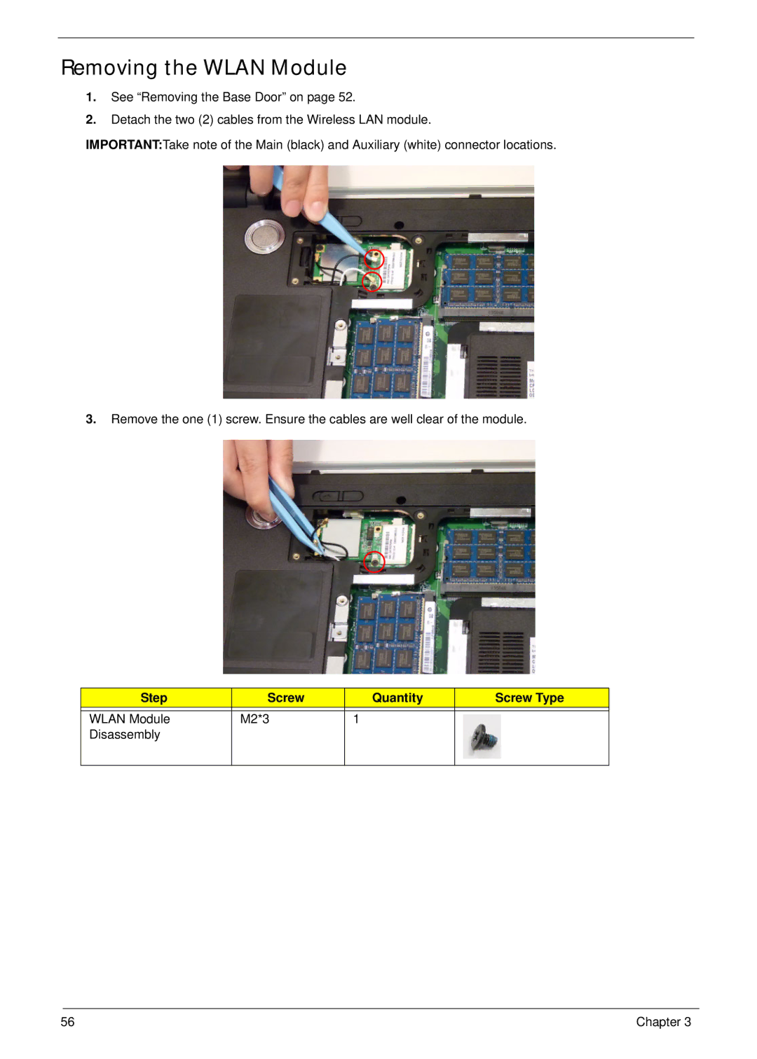 Aspire Digital 8943G manual Removing the Wlan Module 