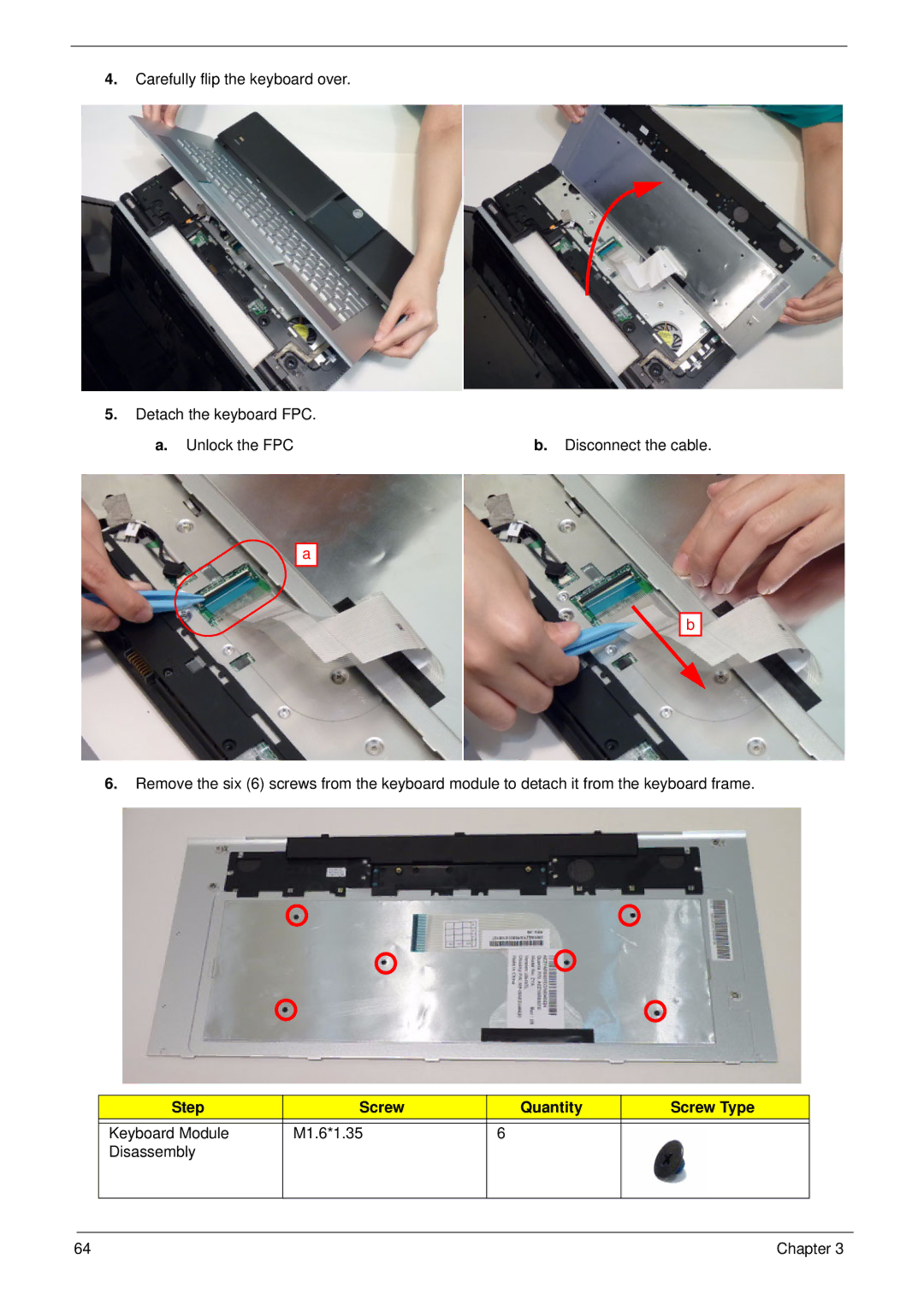 Aspire Digital 8943G manual Keyboard Module M1.6*1.35 Disassembly 