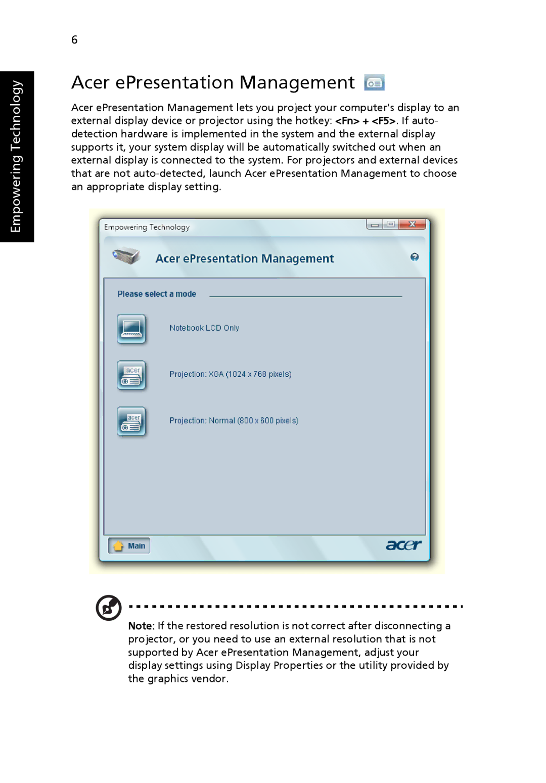 Aspire Digital 9810, 9800 manual Acer ePresentation Management 