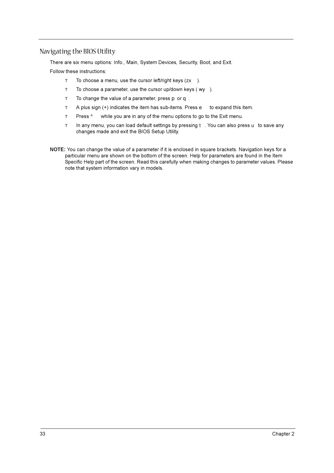 Aspire Digital aspire series manual Navigating the Bios Utility 