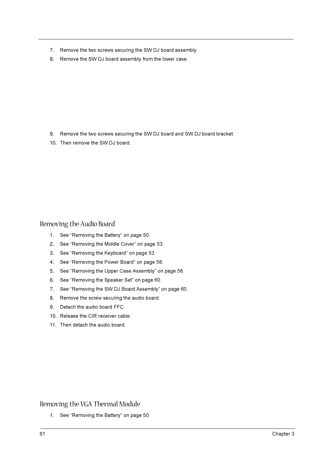 Aspire Digital aspire series manual Removing the Audio Board, Removing the VGA Thermal Module 