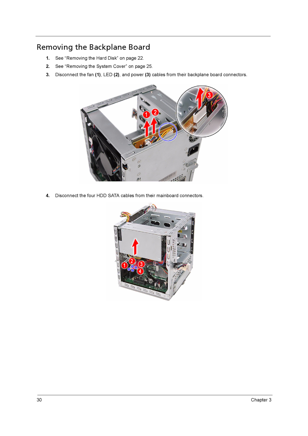 Aspire Digital H342, H341 manual Removing the Backplane Board 