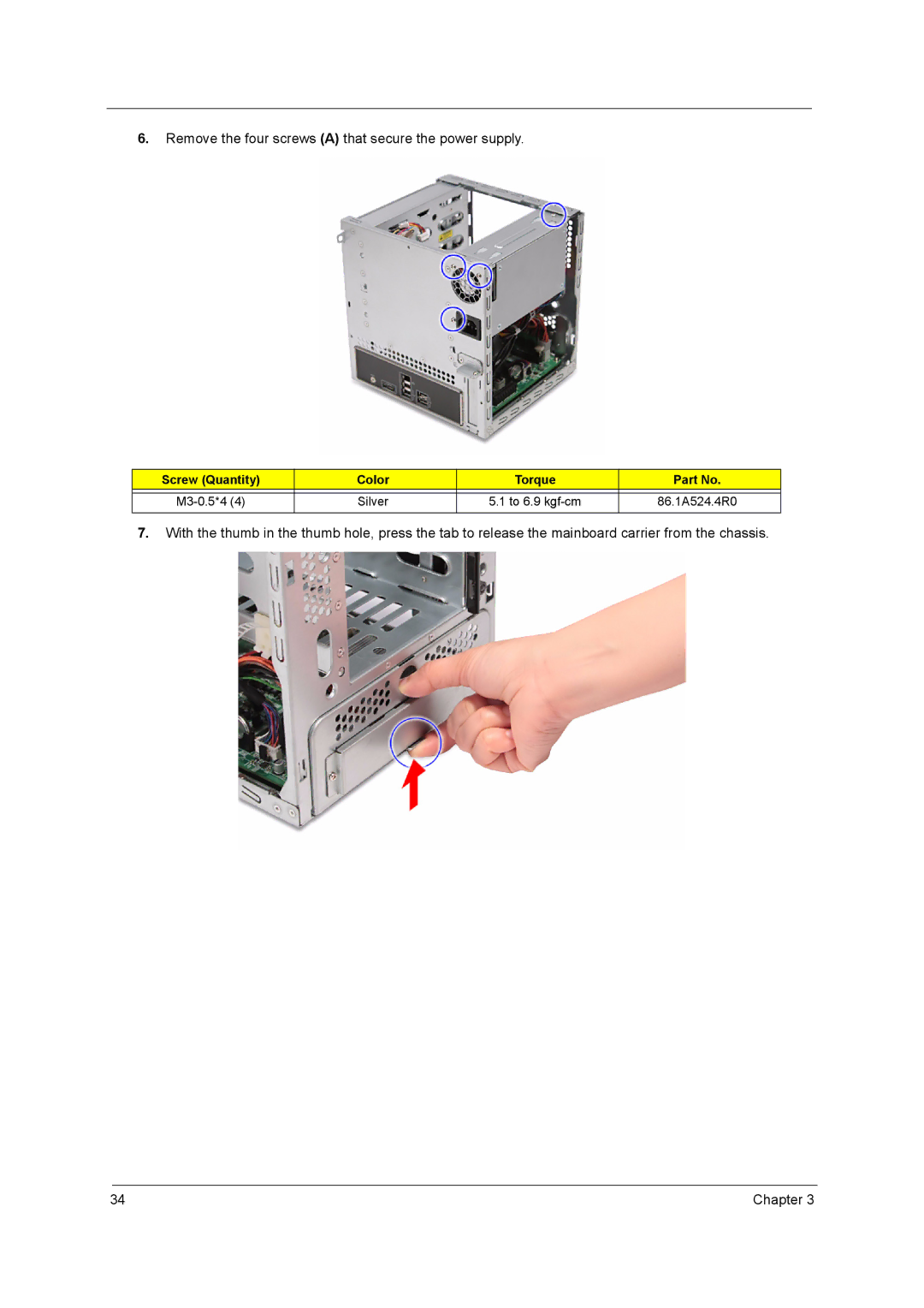 Aspire Digital H342, H341 manual Remove the four screws a that secure the power supply 