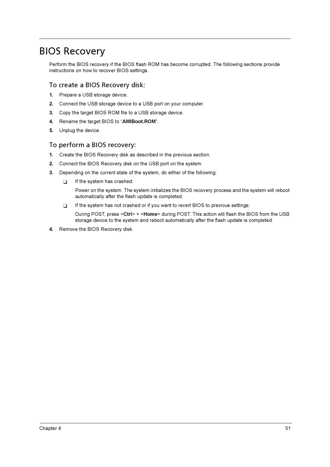 Aspire Digital H341, H342 manual To create a Bios Recovery disk 