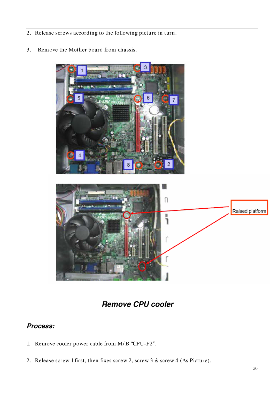 Aspire Digital M 5700 manual Remove CPU cooler 