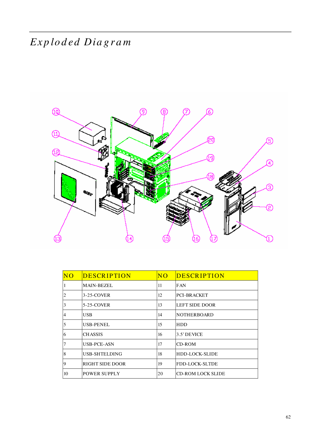 Aspire Digital M 5700 manual Exploded Diagram, Description 