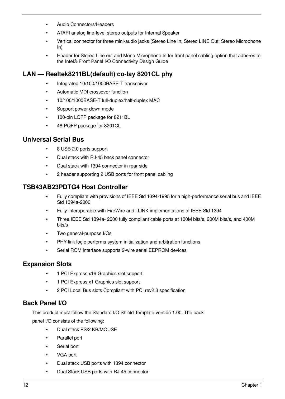 Aspire Digital M1610 LAN Realtek8211BLdefault co-lay 8201CL phy, Universal Serial Bus, TSB43AB23PDTG4 Host Controller 