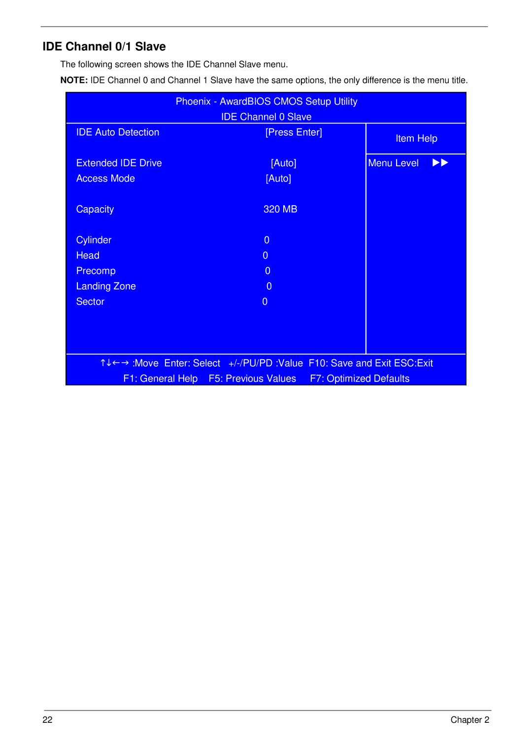 Aspire Digital M1610, M261 manual IDE Channel 0/1 Slave 