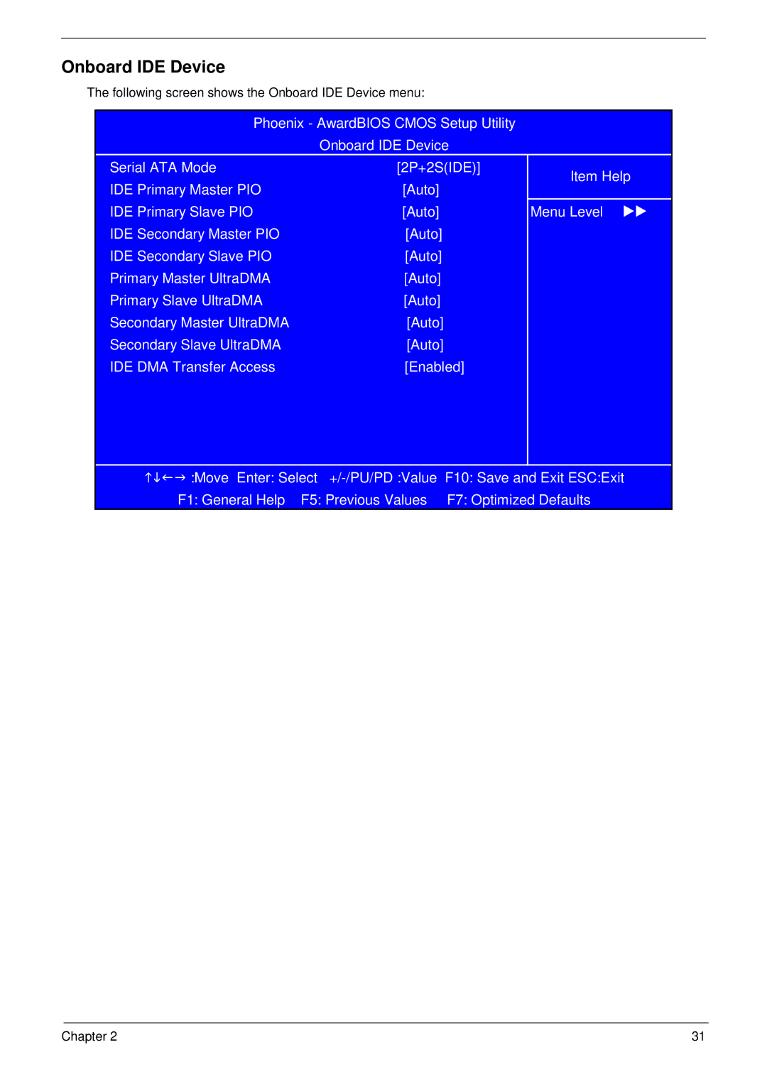 Aspire Digital M261, M1610 manual Onboard IDE Device 