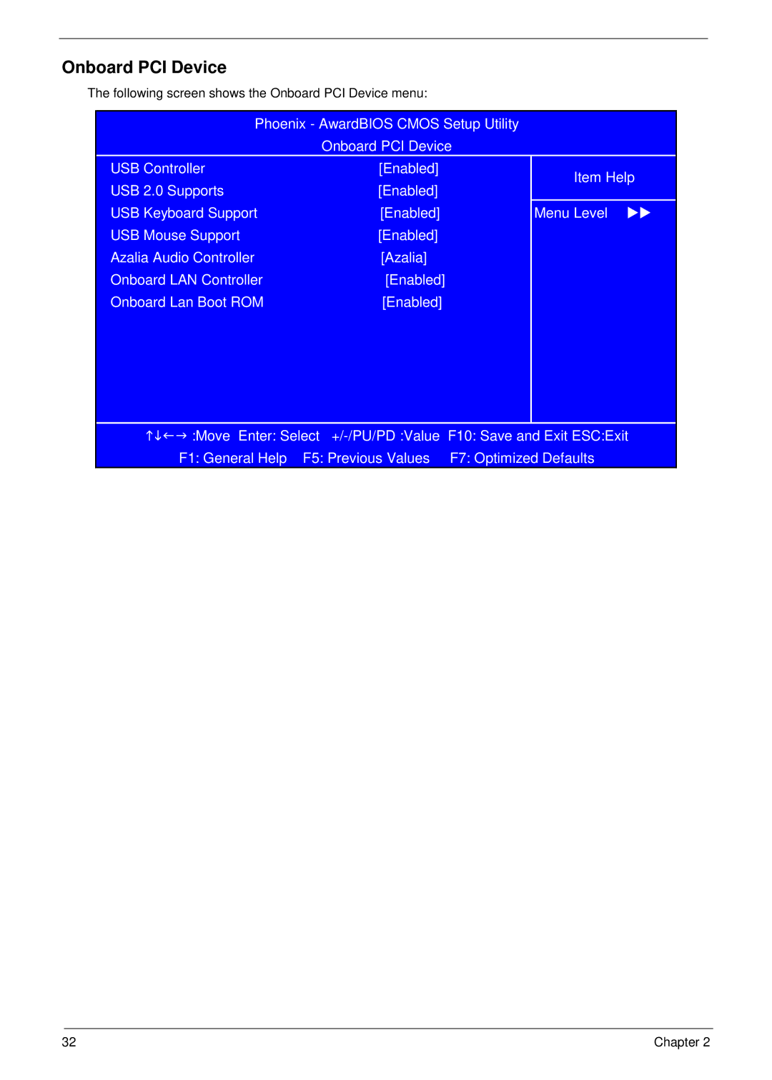 Aspire Digital M1610, M261 manual Onboard PCI Device 