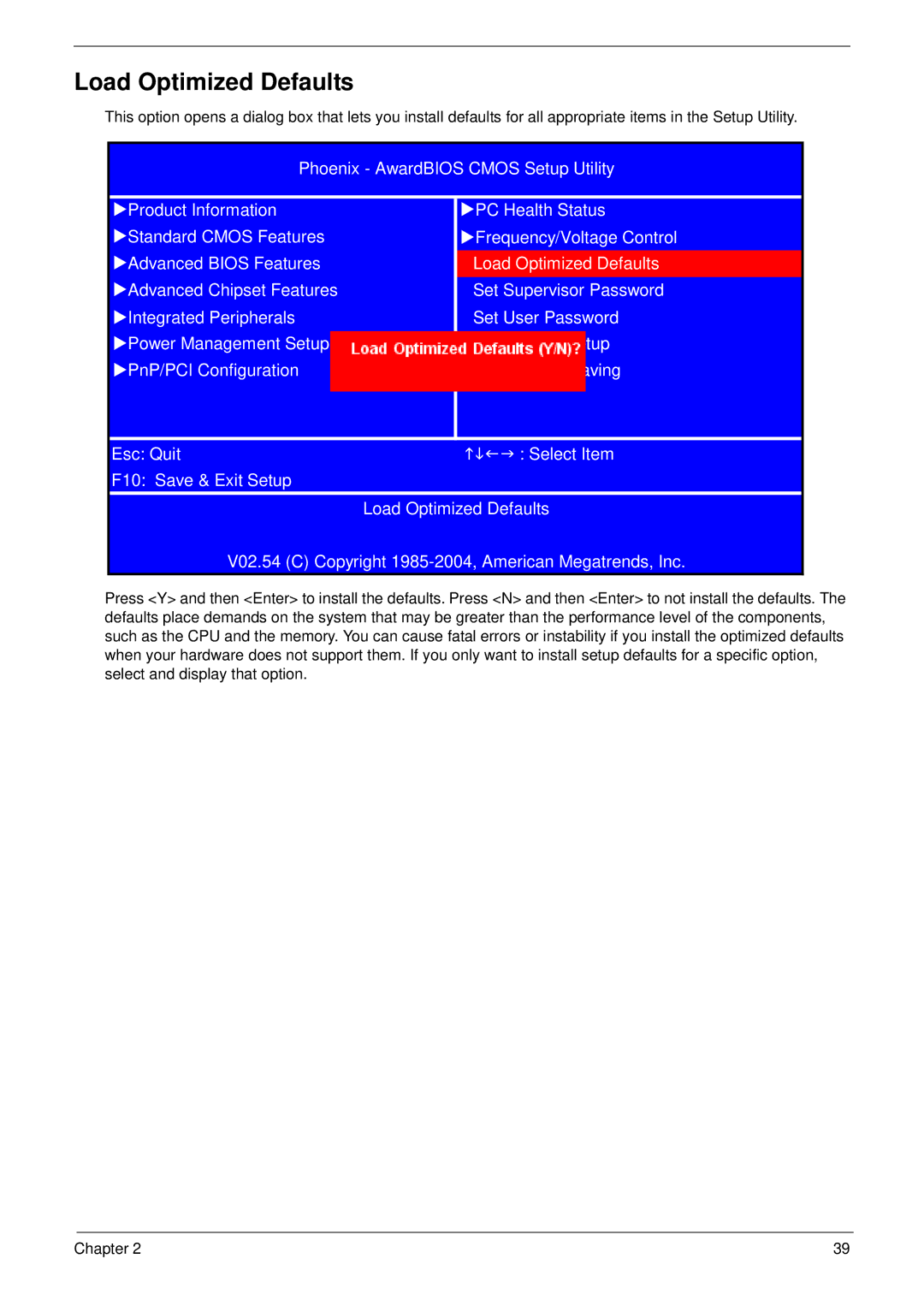 Aspire Digital M261, M1610 manual Load Optimized Defaults 