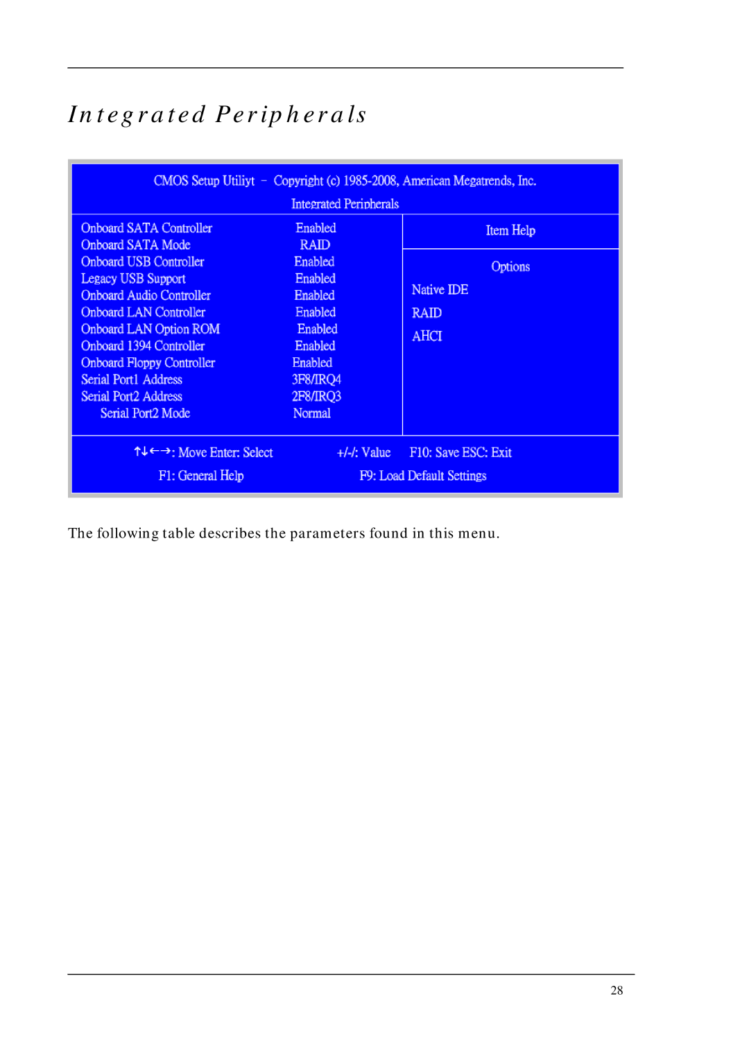 Aspire Digital M3710, M7711, M5711 manual Integrated Peripherals 