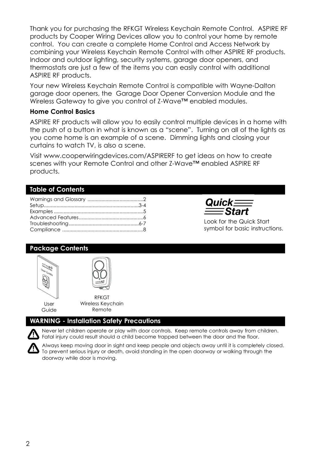 Aspire Digital RFKGT manual Table of Contents, Package Contents 