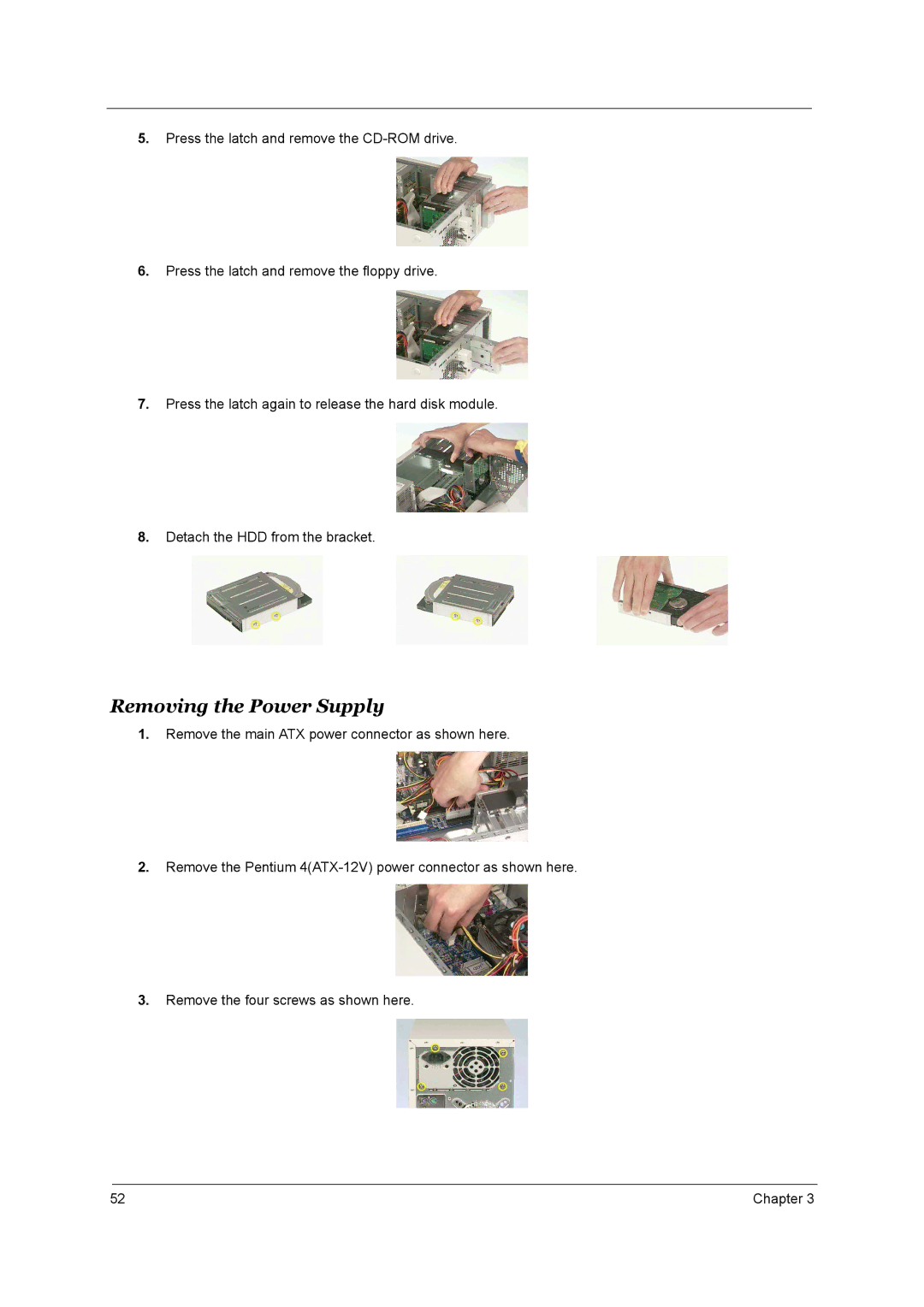 Aspire Digital T130 manual Removing the Power Supply 