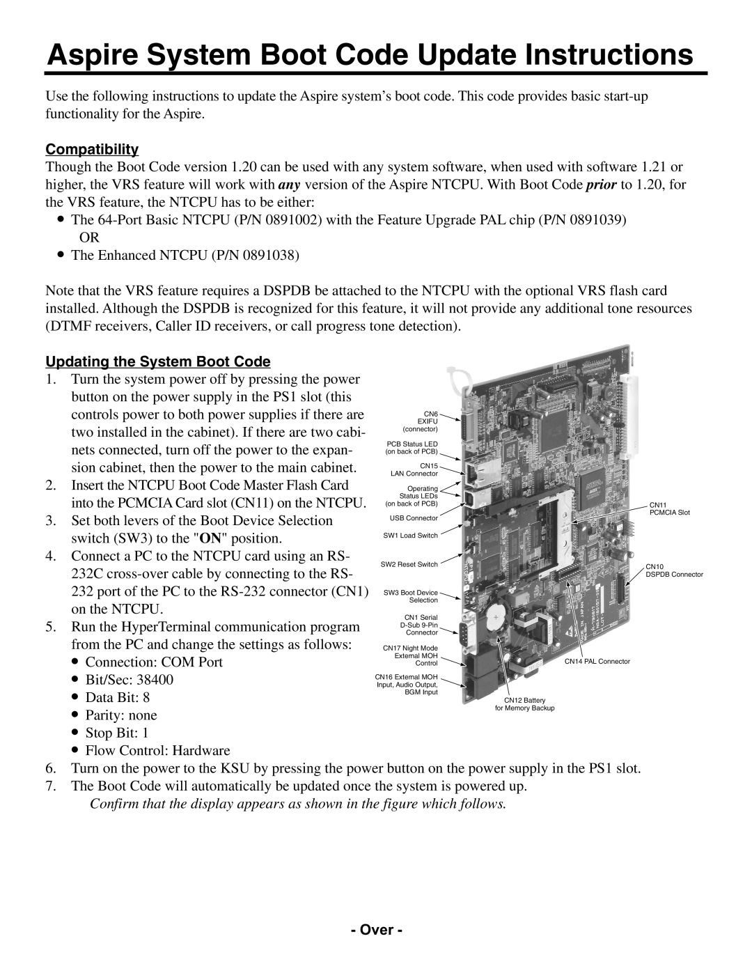 Aspire Digital version 1.20 manual Aspire System Boot Code Update Instructions, Compatibility, Over 