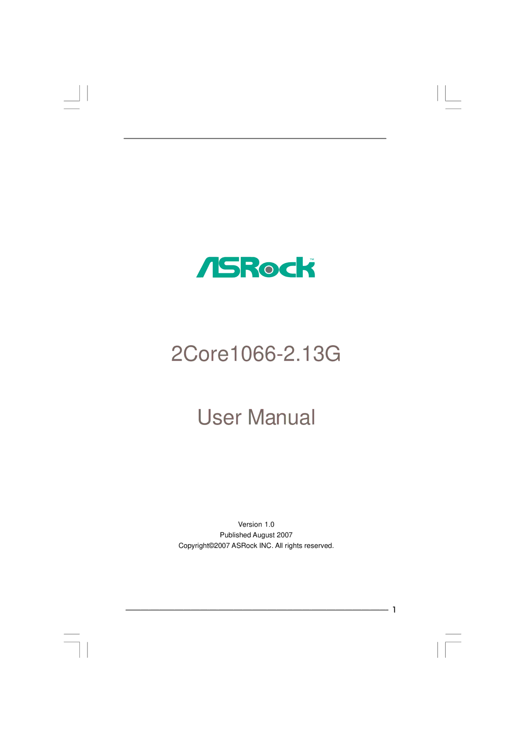 ASRock 2Core1066-2.13G manual 