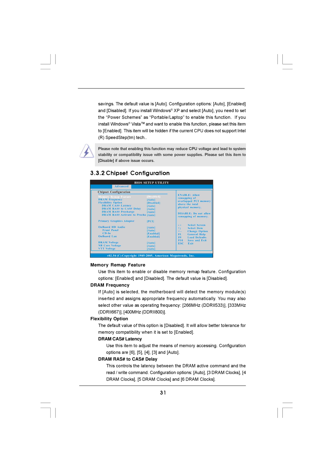 ASRock 4CORE1600-GLAN manual Chipset Configuration 