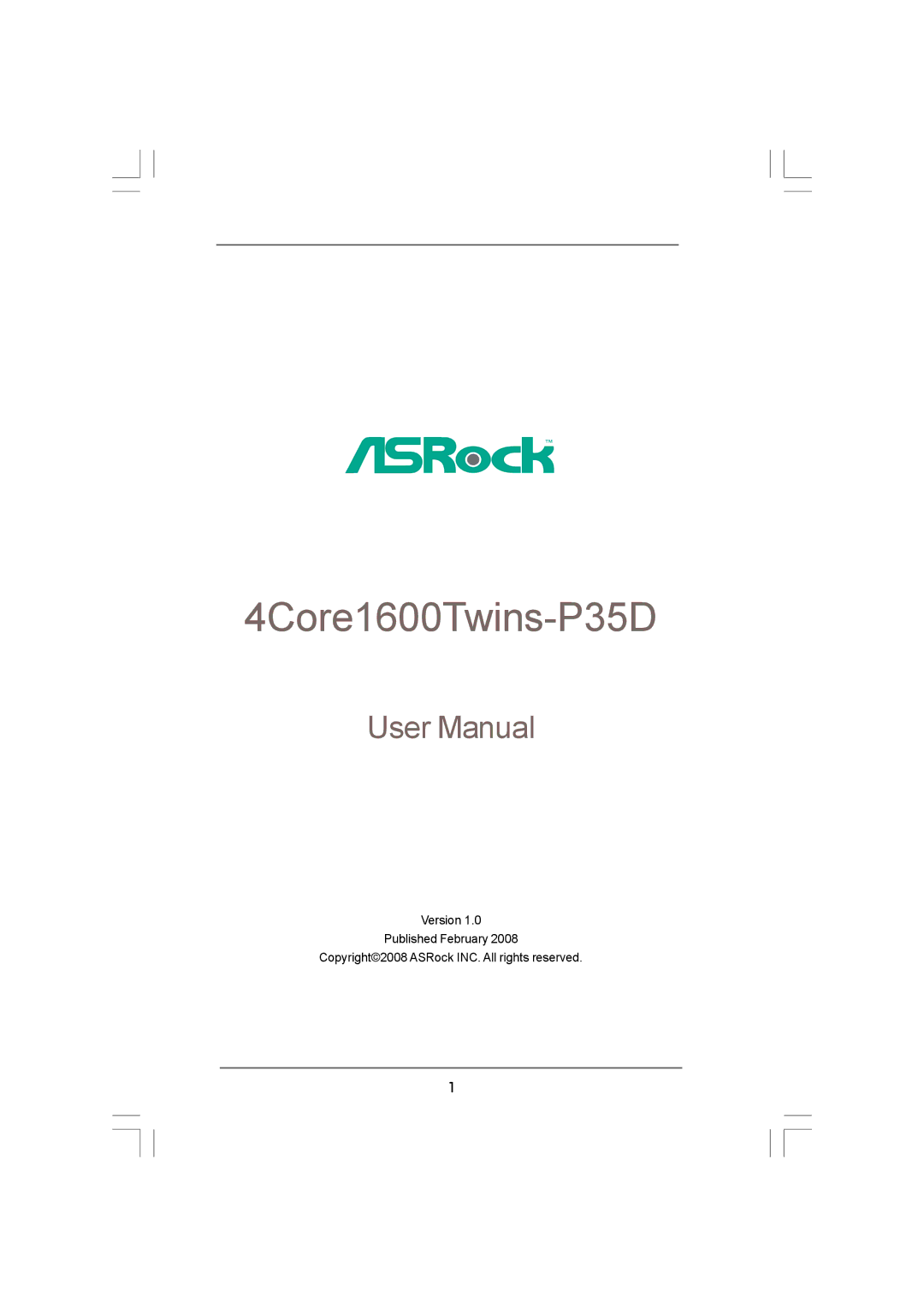 ASRock 4CORE1600TWINS-P35D manual 4Core1600Twins-P35D 