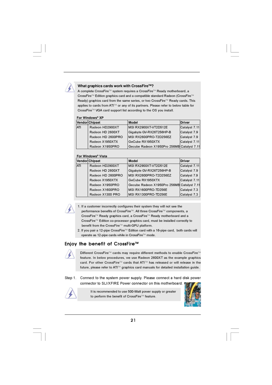 ASRock 4CORE1600TWINS-P35D manual Enjoy the benefit of CrossFireTM, What graphics cards work with CrossFireTM? 