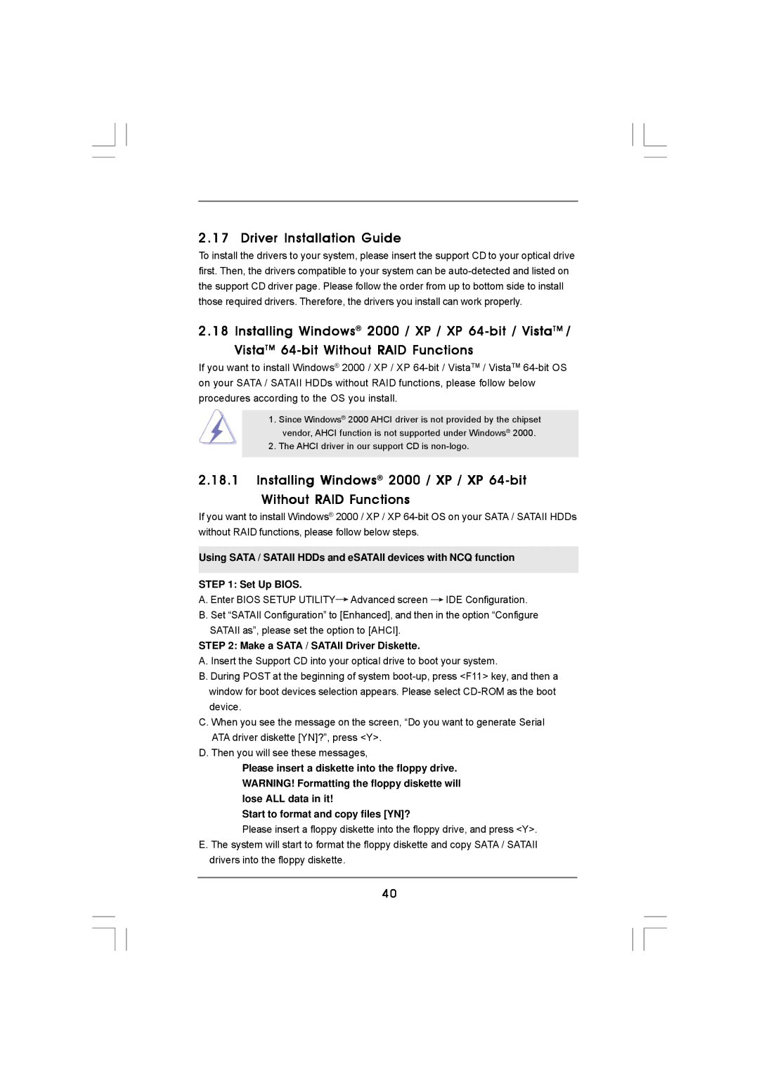 ASRock 4CORE1600TWINS-P35D manual Driver Installation Guide, Sataii as, please set the option to Ahci 