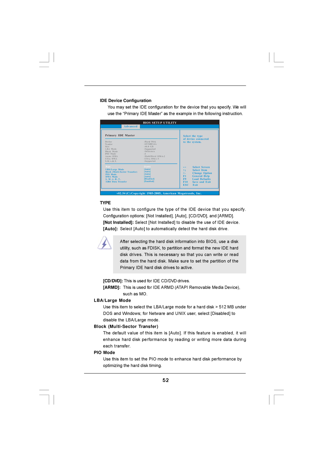 ASRock 4CORE1600TWINS-P35D manual IDE Device Configuration, LBA/Large Mode, Block Multi-Sector Transfer, PIO Mode 