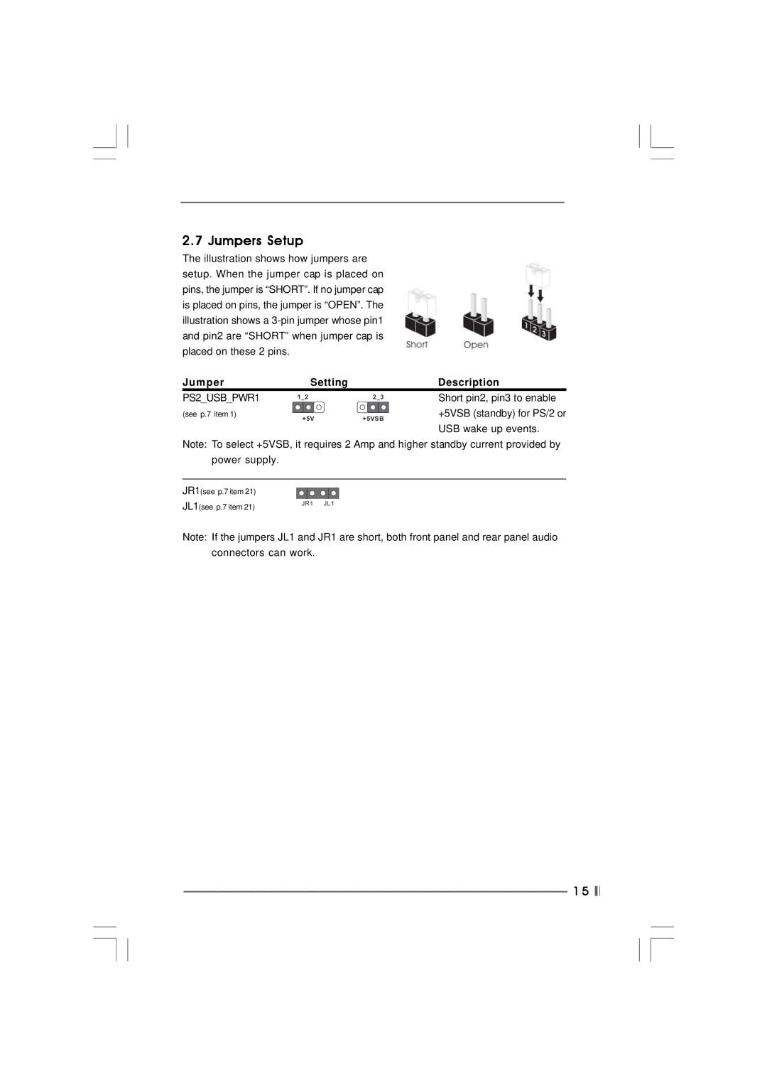 ASRock 775S61 manual Jumpers Setup, PS2USBPWR1 