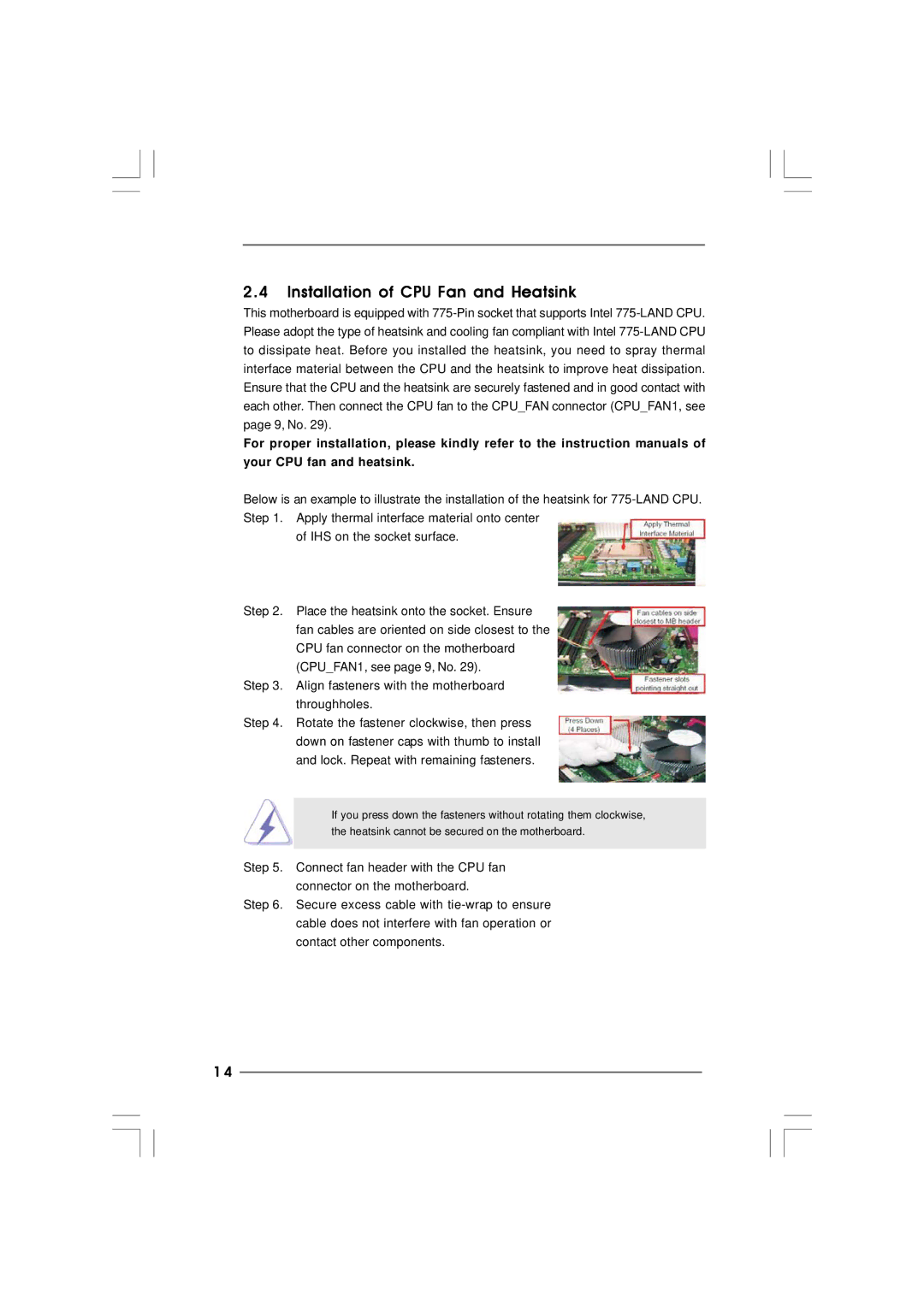 ASRock 865PE manual Installation of CPU Fan and Heatsink 