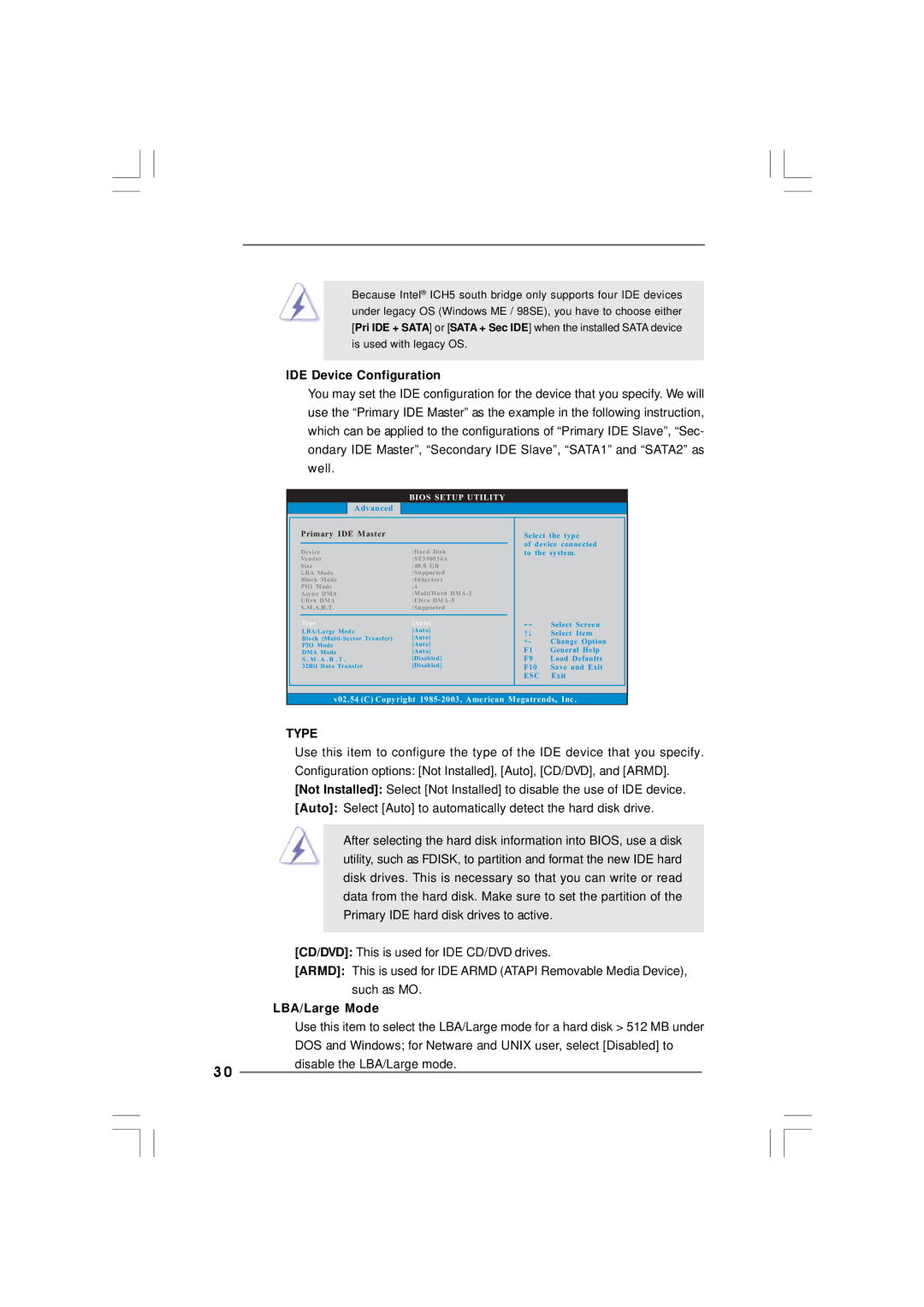 ASRock 865PE manual IDE Device Configuration, LBA/Large Mode 