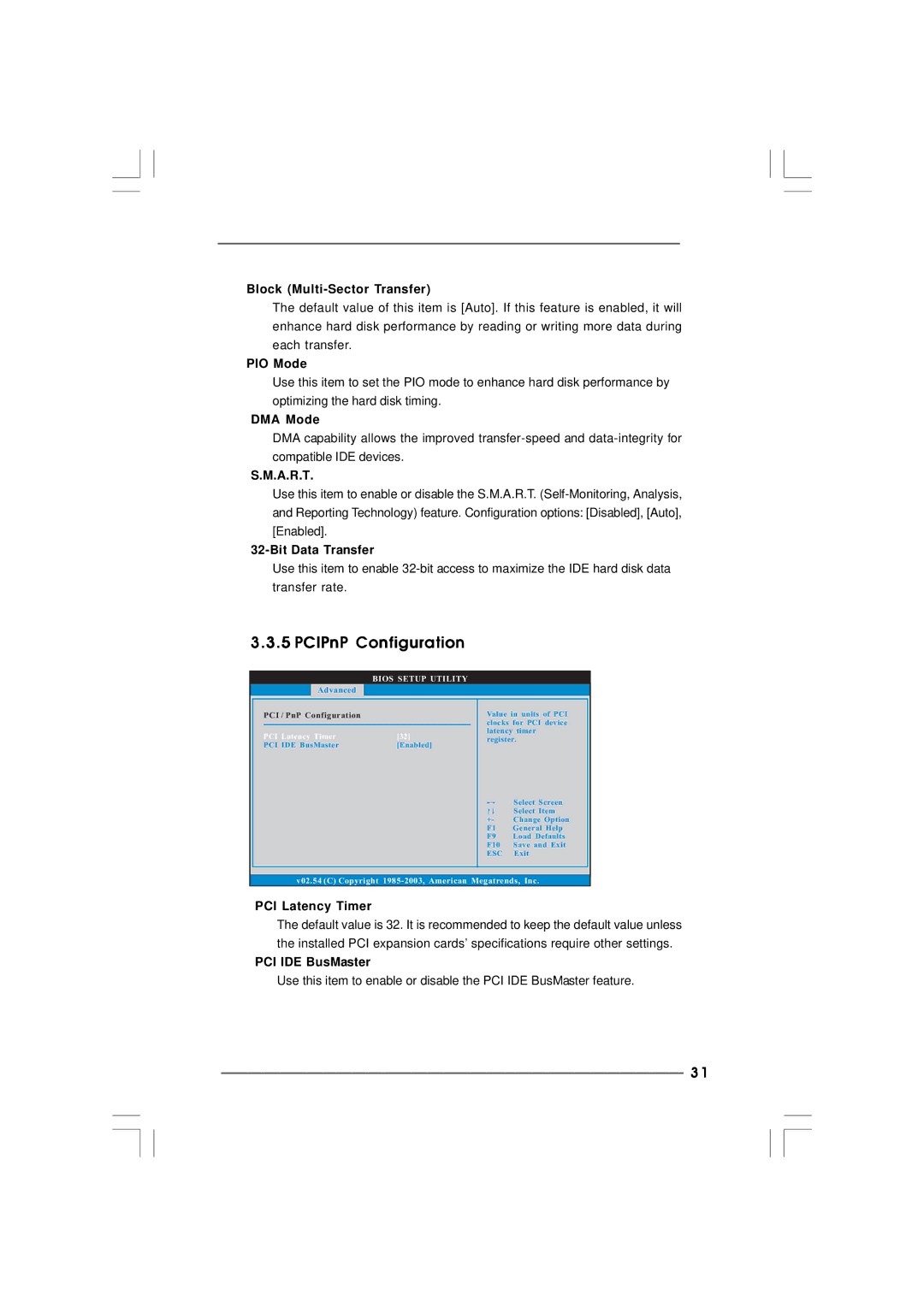 ASRock 865PE manual PCIPnP Configuration 