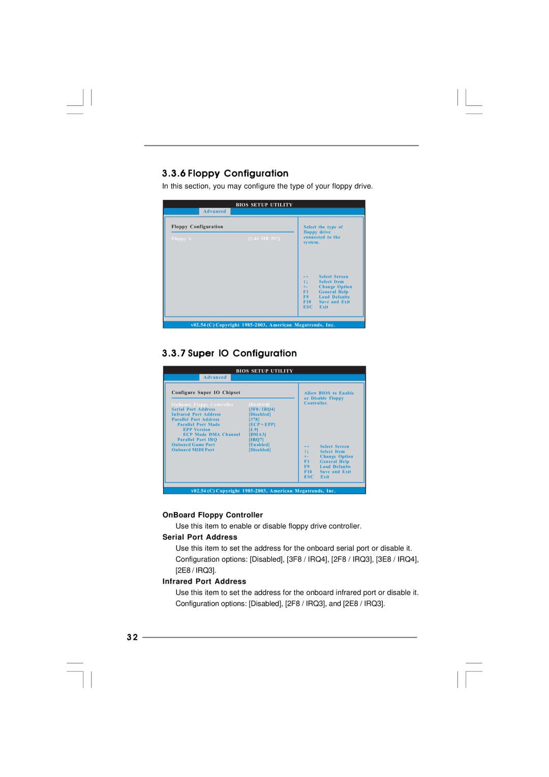 ASRock 865PE manual Floppy Configuration, Super IO Configuration, OnBoard Floppy Controller, Serial Port Address 