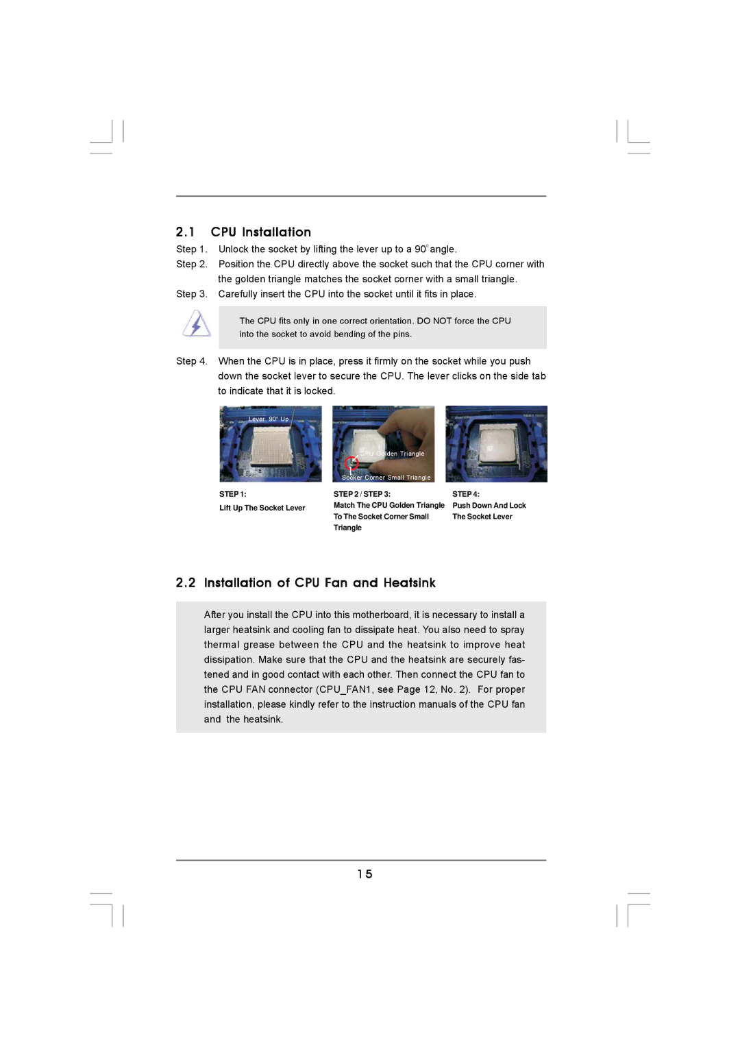 ASRock 890GMH/USB3 manual CPU Installation, Installation of CPU Fan and Heatsink 