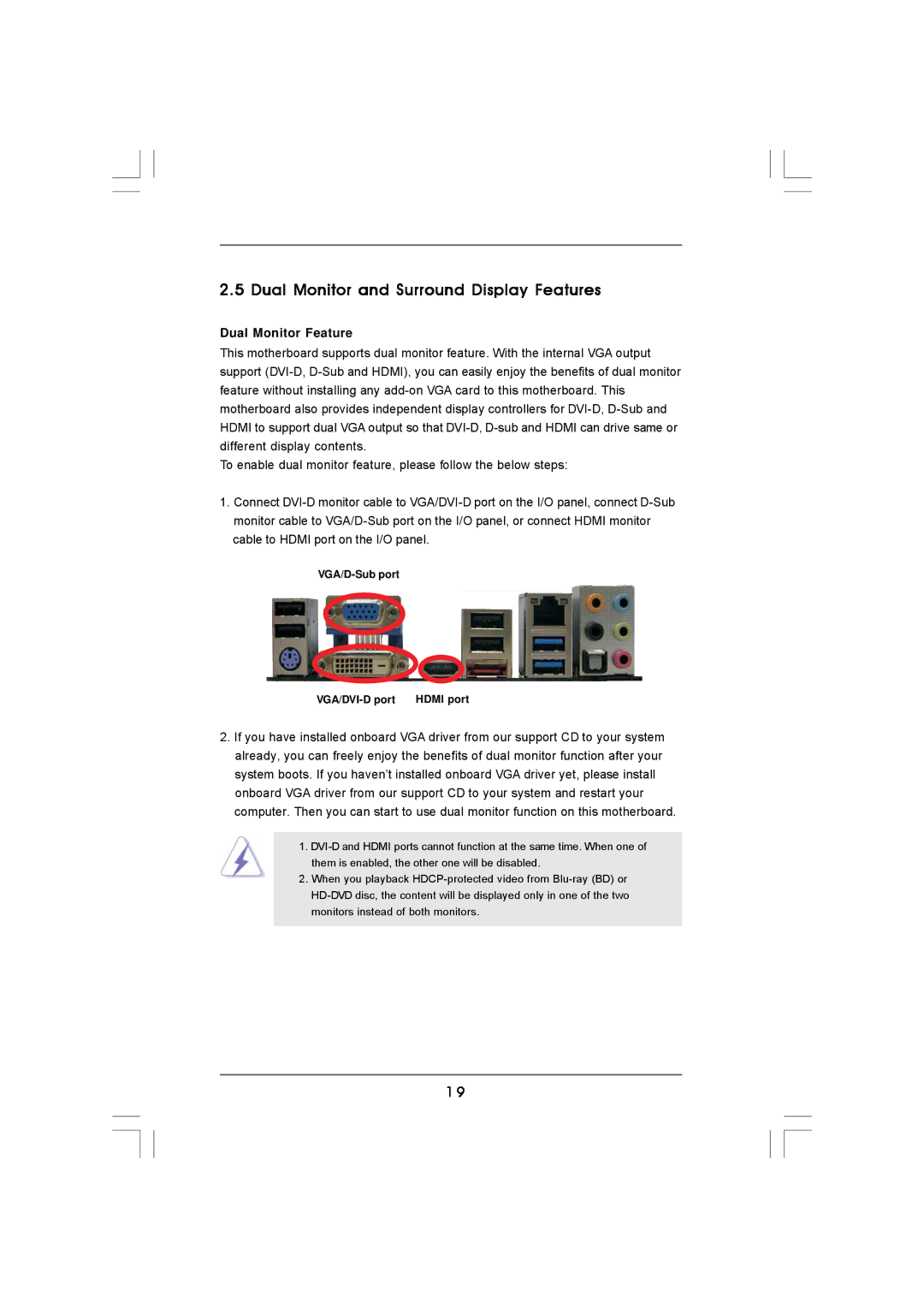 ASRock 890GMH/USB3 manual Dual Monitor and Surround Display Features, Dual Monitor Feature 