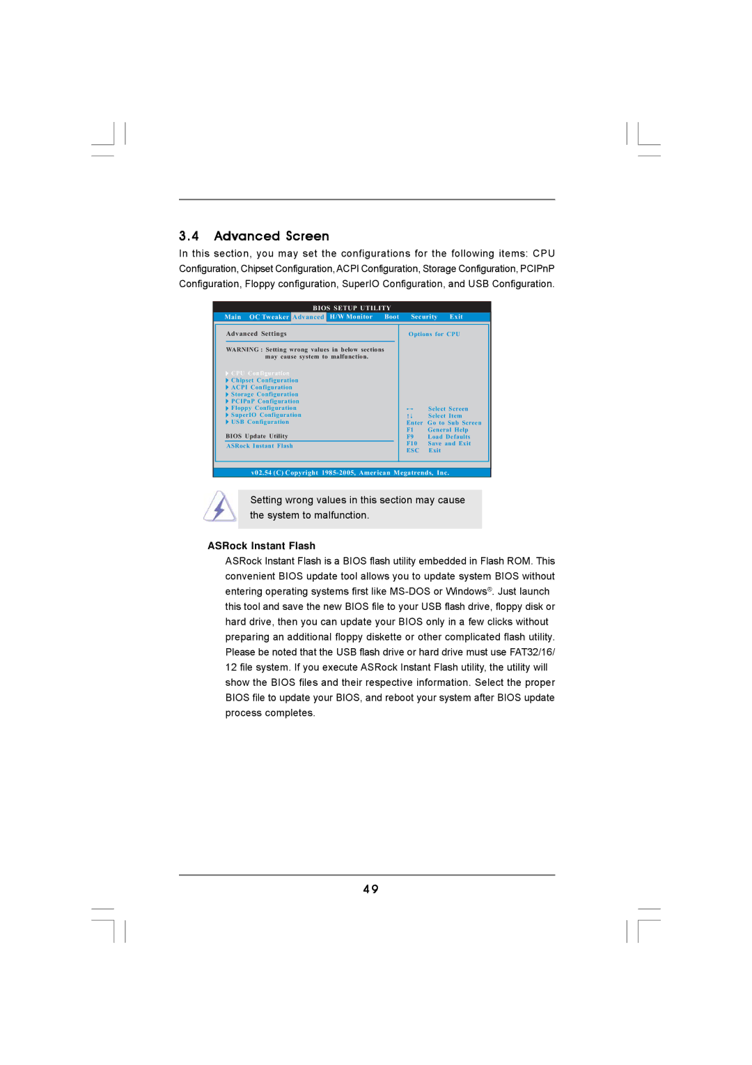 ASRock 890GMH/USB3 manual Advanced Screen, ASRock Instant Flash, CPU Configuration 