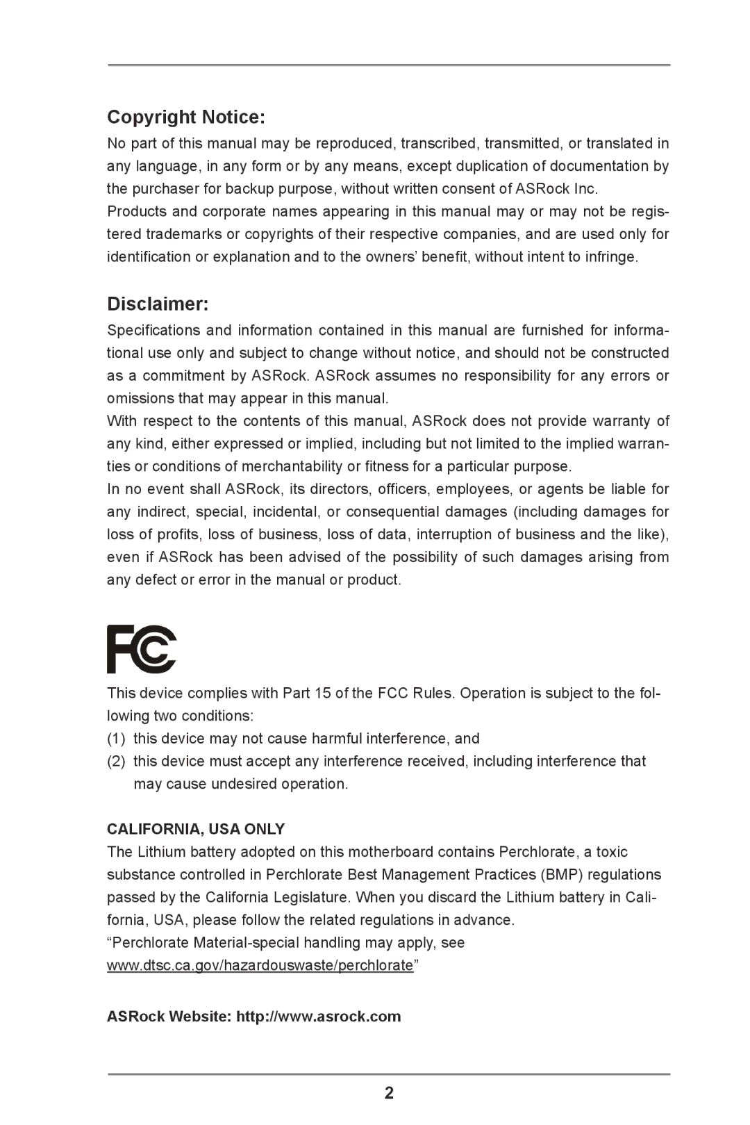 ASRock 960GC-GS FX manual Copyright Notice, Disclaimer 