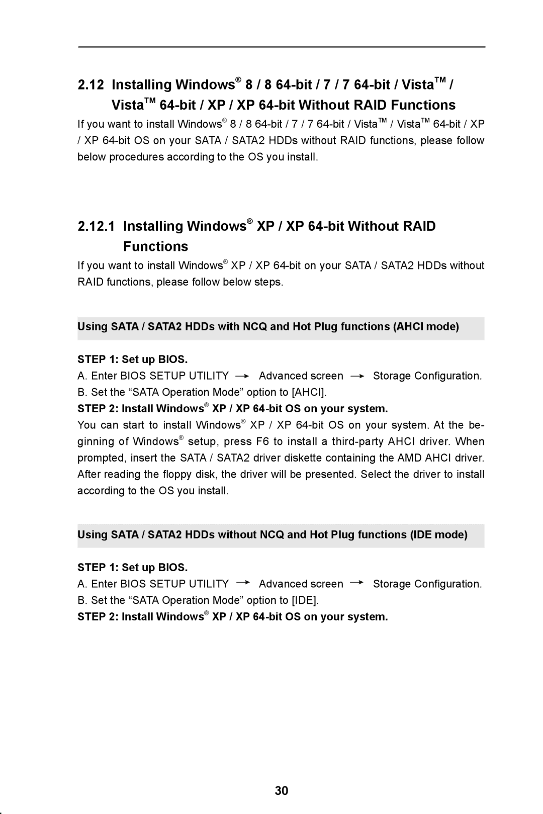 ASRock 960GC-GS FX manual Installing Windows XP / XP 64-bit Without RAID Functions 