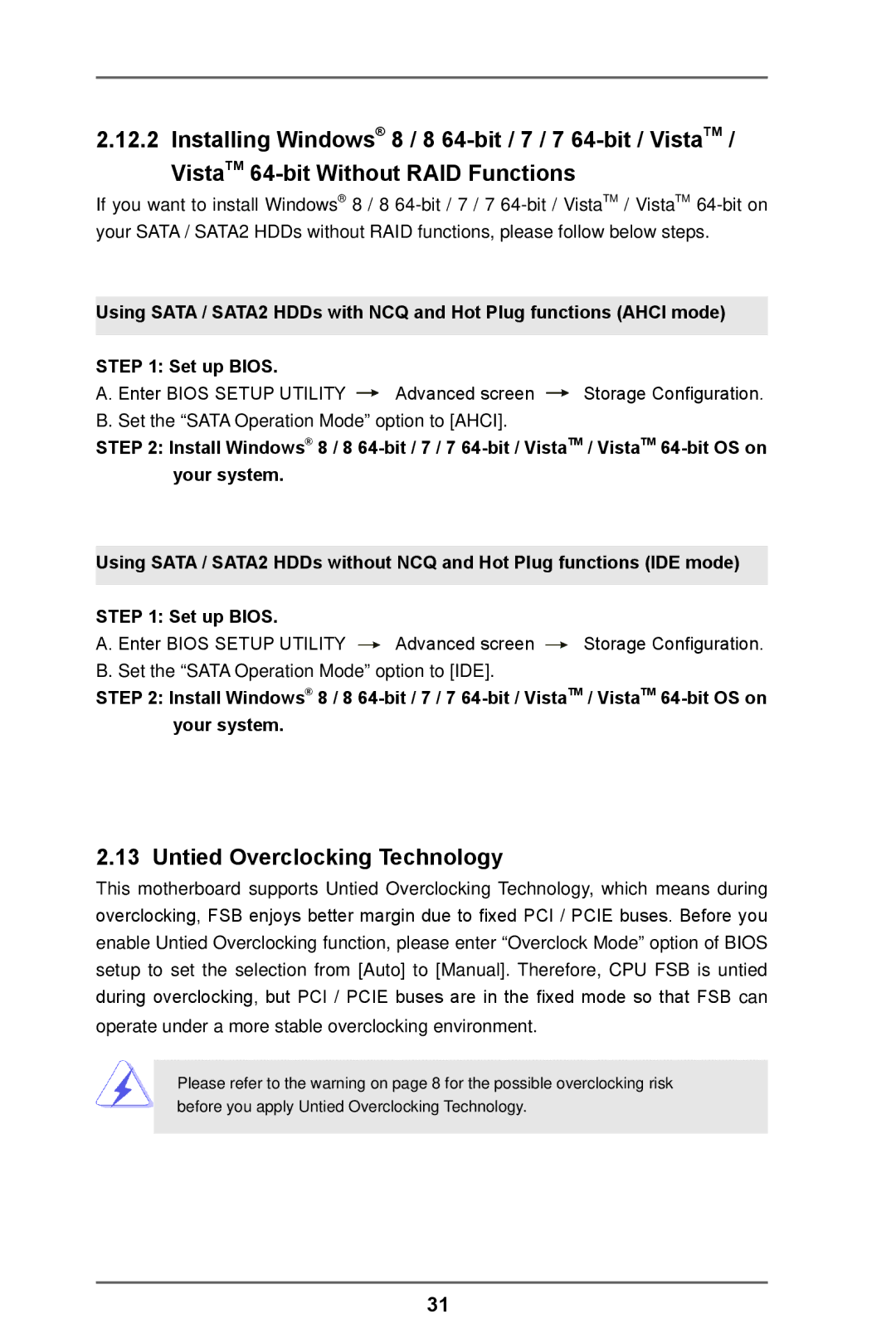 ASRock 960GC-GS FX manual Untied Overclocking Technology 