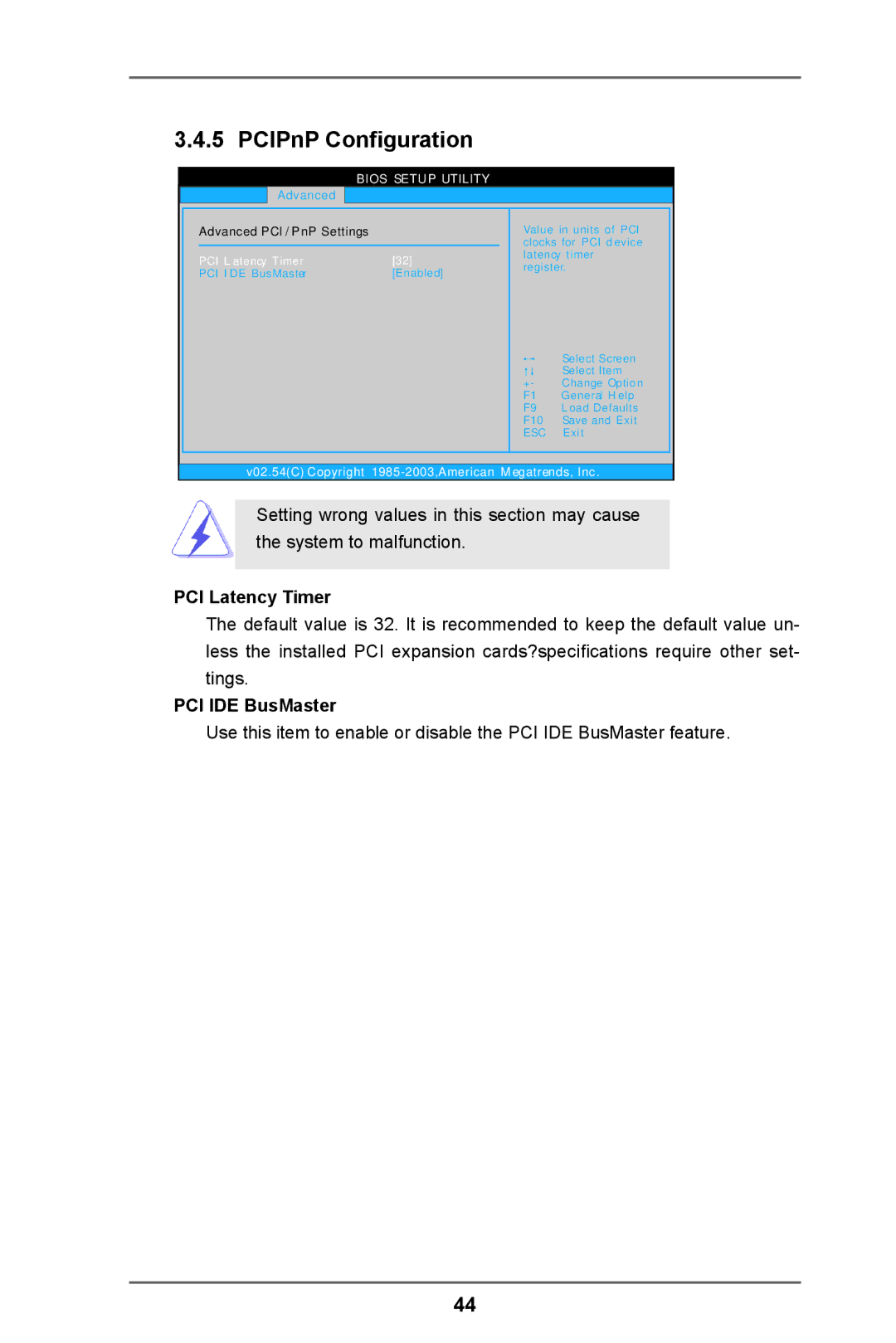 ASRock 960GC-GS FX manual PCIPnP Configuration, PCI Latency Timer, PCI IDE BusMaster 